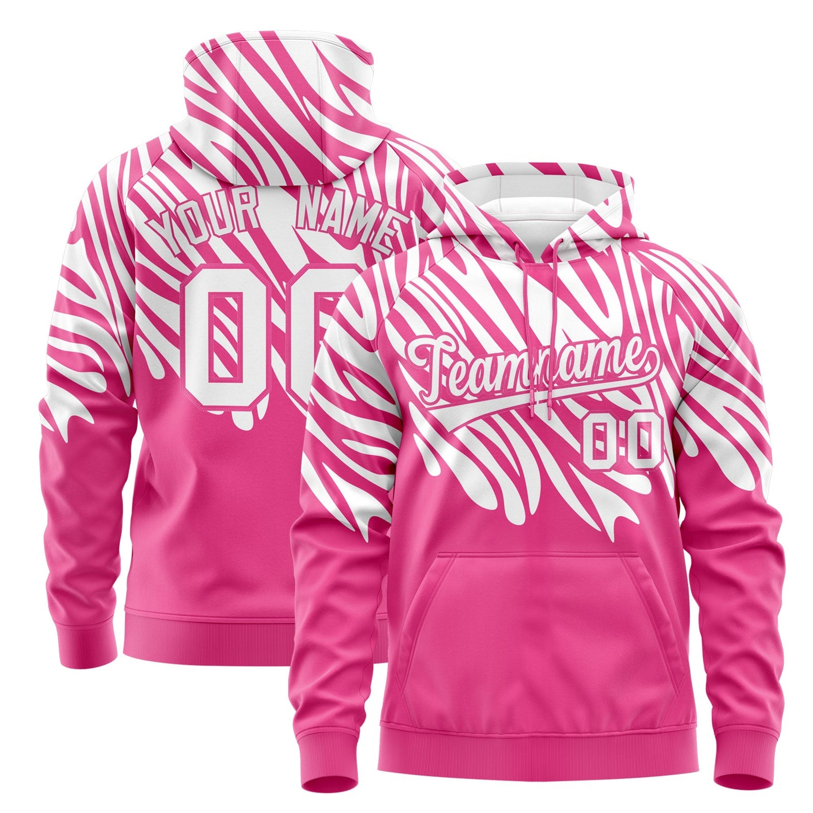 Custom White Pink Leopard Print Pullover Sweatshirt Hoodie| KXKSHOP