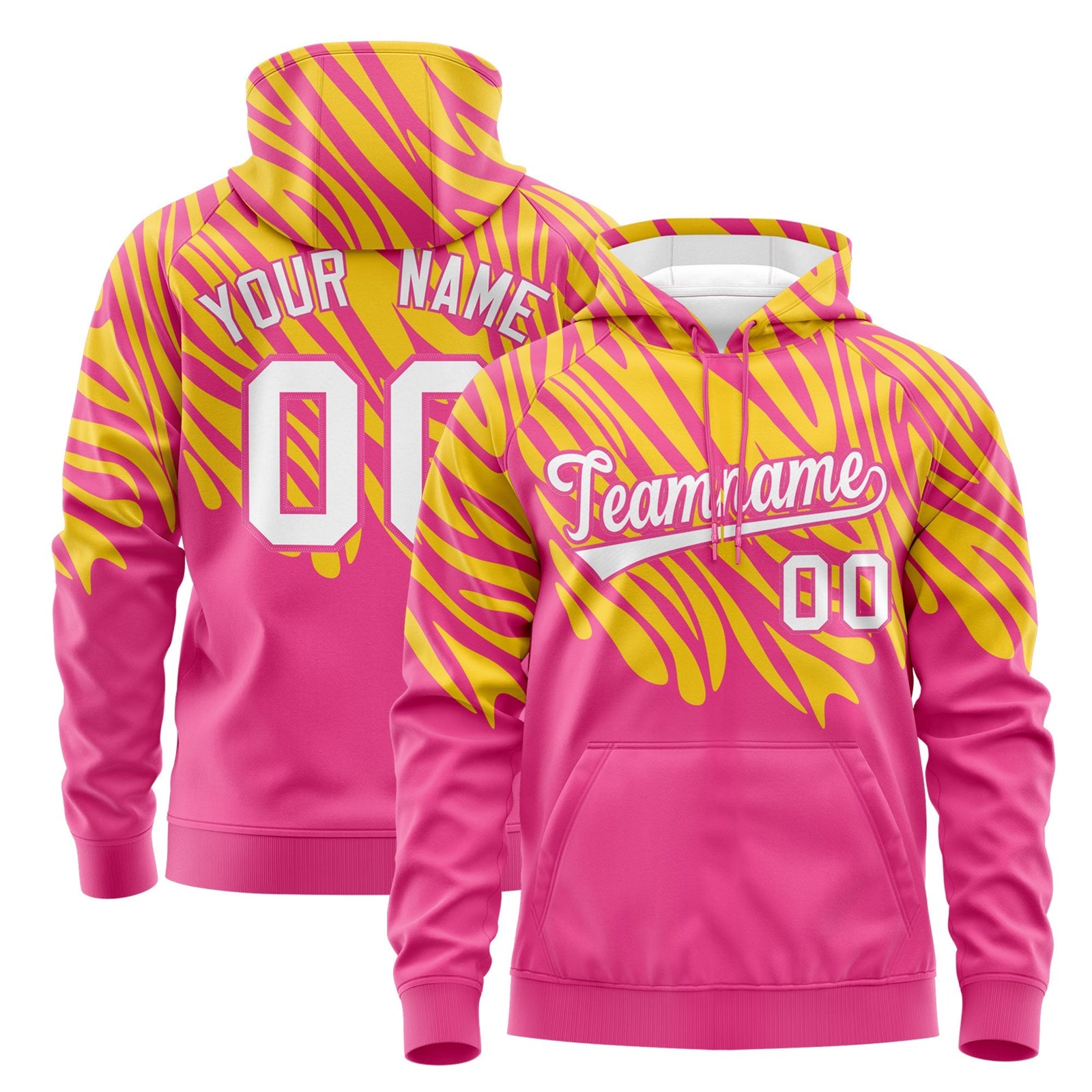 Custom Gold Pink Leopard Print Pullover Sweatshirt Hoodie| KXKSHOP