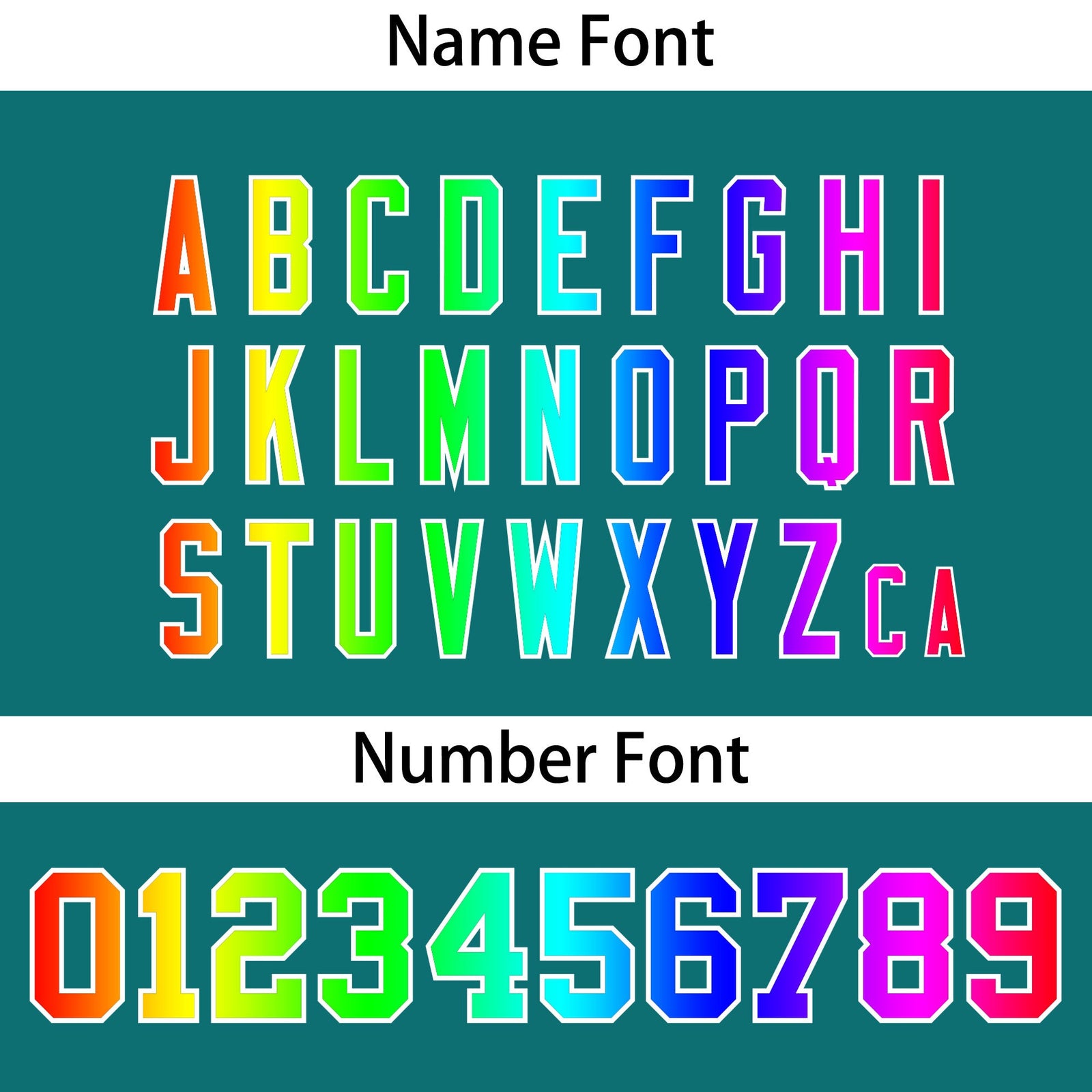 Custom Aqua Personalized Rainbow Color Font Team Pullover Sweatshirt Hoodie