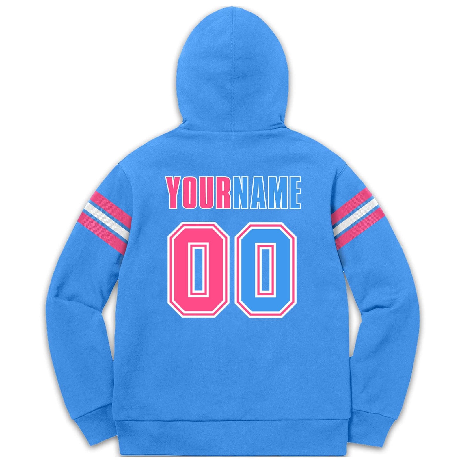 Custom Stitched Powder Blue Pink-White Cotton Pullover Sweatshirt Hoodie