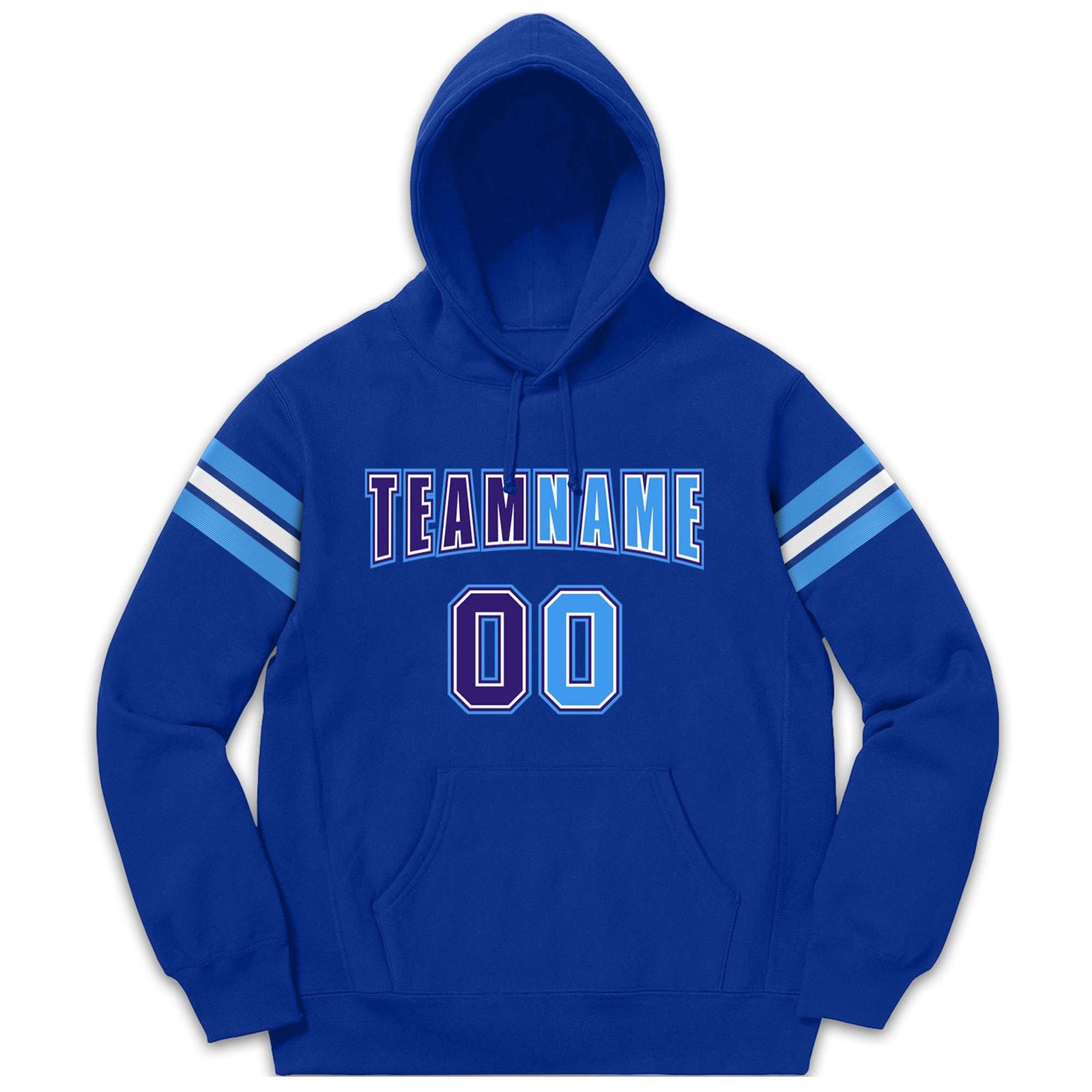 Custom Stitched Royal Powder Blue-Purple Cotton Pullover Sweatshirt Hoodie