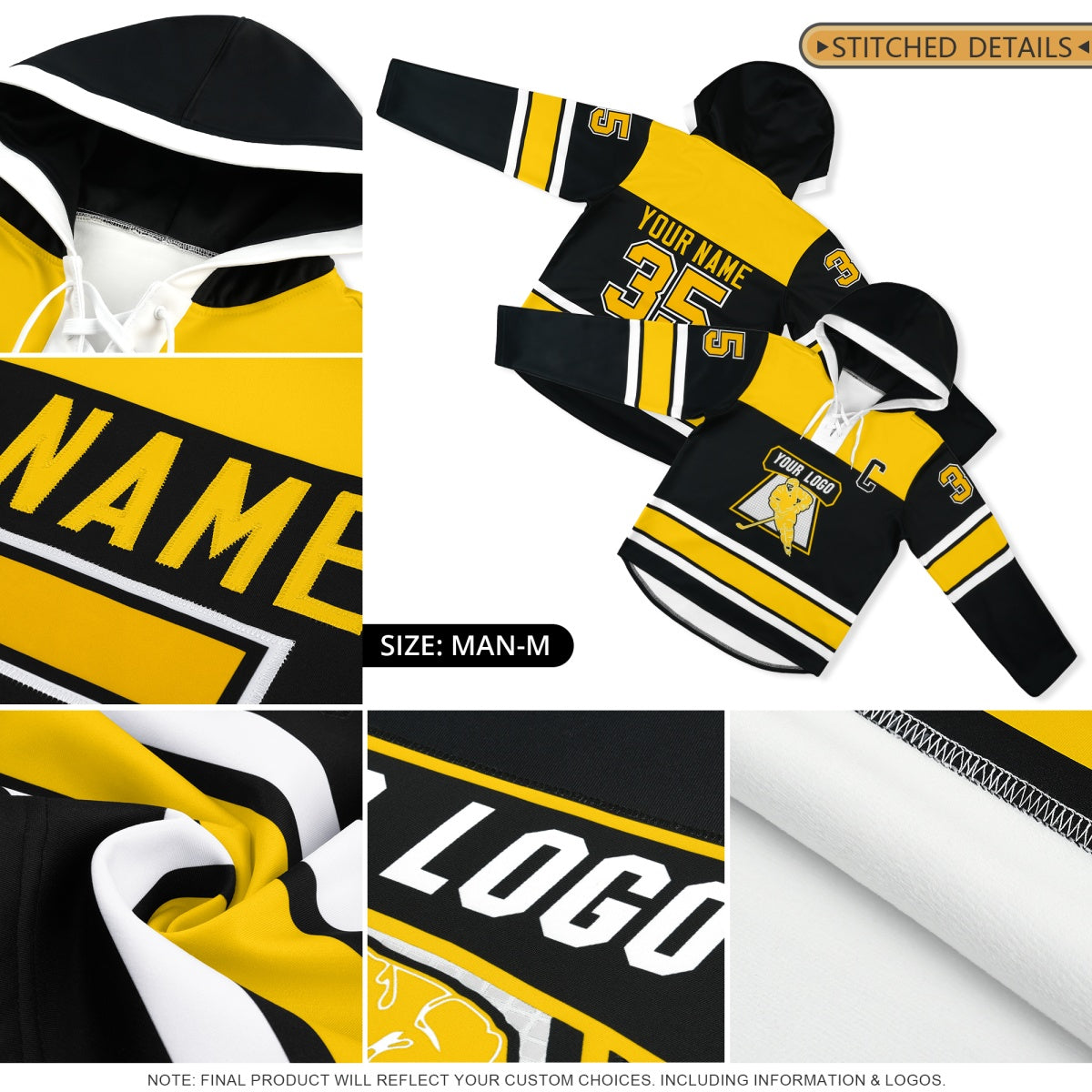 Custom Hockey Hoodie Jersey Cream Red Raglan Sleeves Lace-Up Neck Personal Name & Number & Logo