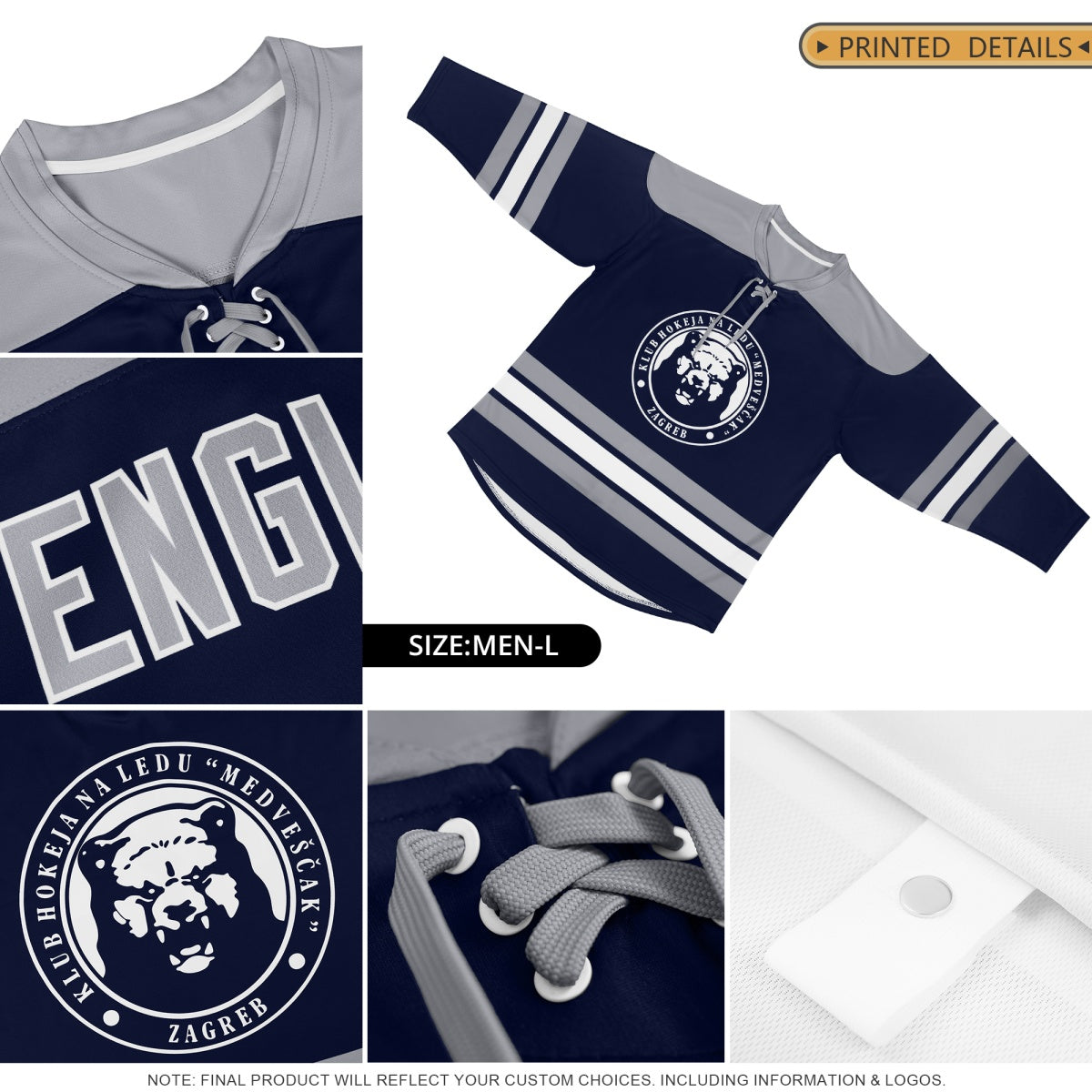Custom Hockey Hoodie Jersey Black Old Gold Raglan Sleeves Lace-Up Neck Personal Name & Number & Logo