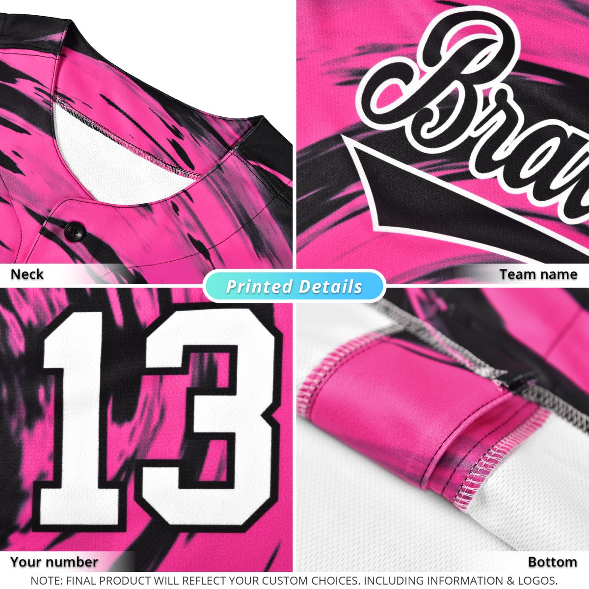 Custom White Light Pink Mother's Day Style Graffiti Pattern Stretch Fabric Baseball Jersey| KXKSHOP
