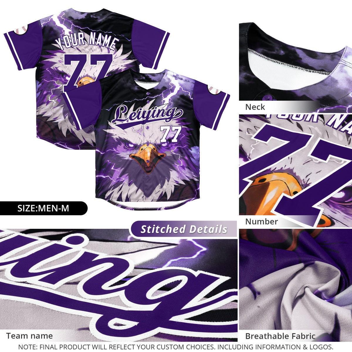 Custom Teal Purple White Full-Snap Graffiti Pattern Tiger Graffiti Jersey Baseball Jersey| KXKSHOP