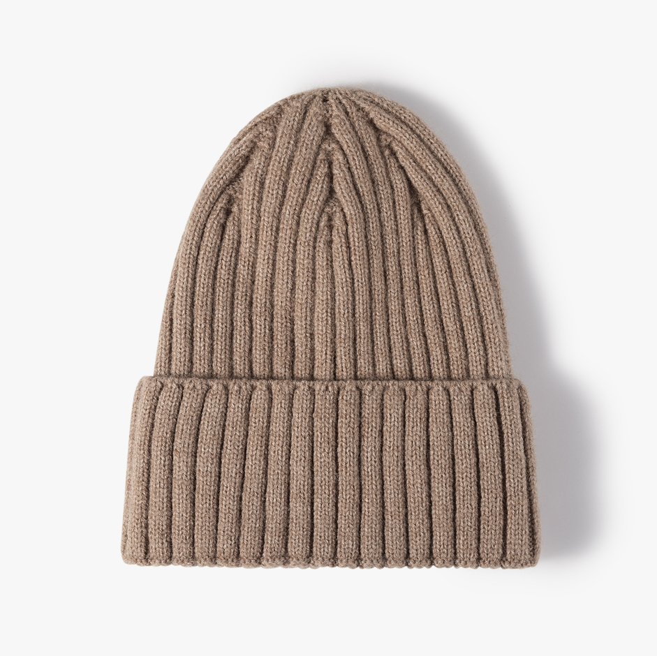 Custom Winter Unisex Solid Color Warm Soft Hiphop Knitted Hat Cuffed Skull Beanie Cap
