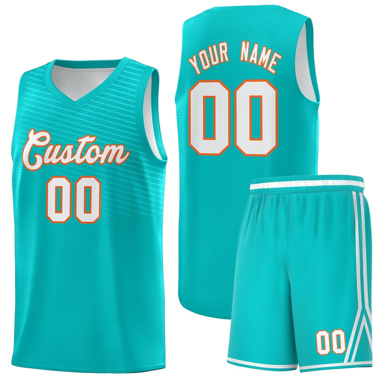 Custom Light Green White Chest Slash Patttern Sports Uniform Basketball Jersey