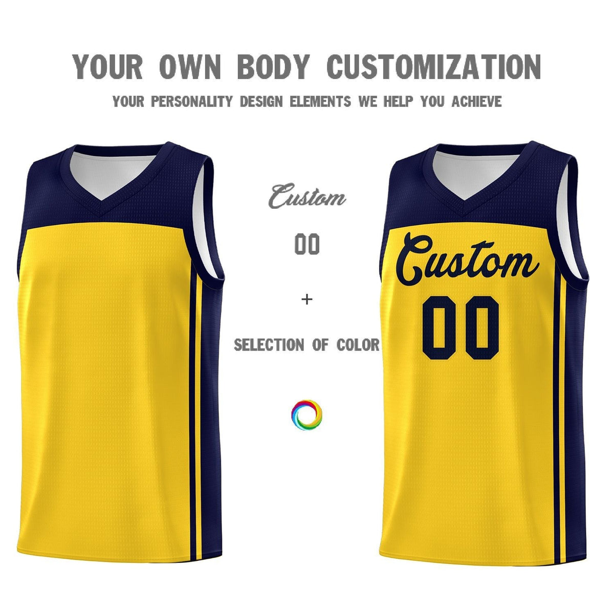 Custom Gold Navy Classic Sets Sports Uniform Basketball Jersey