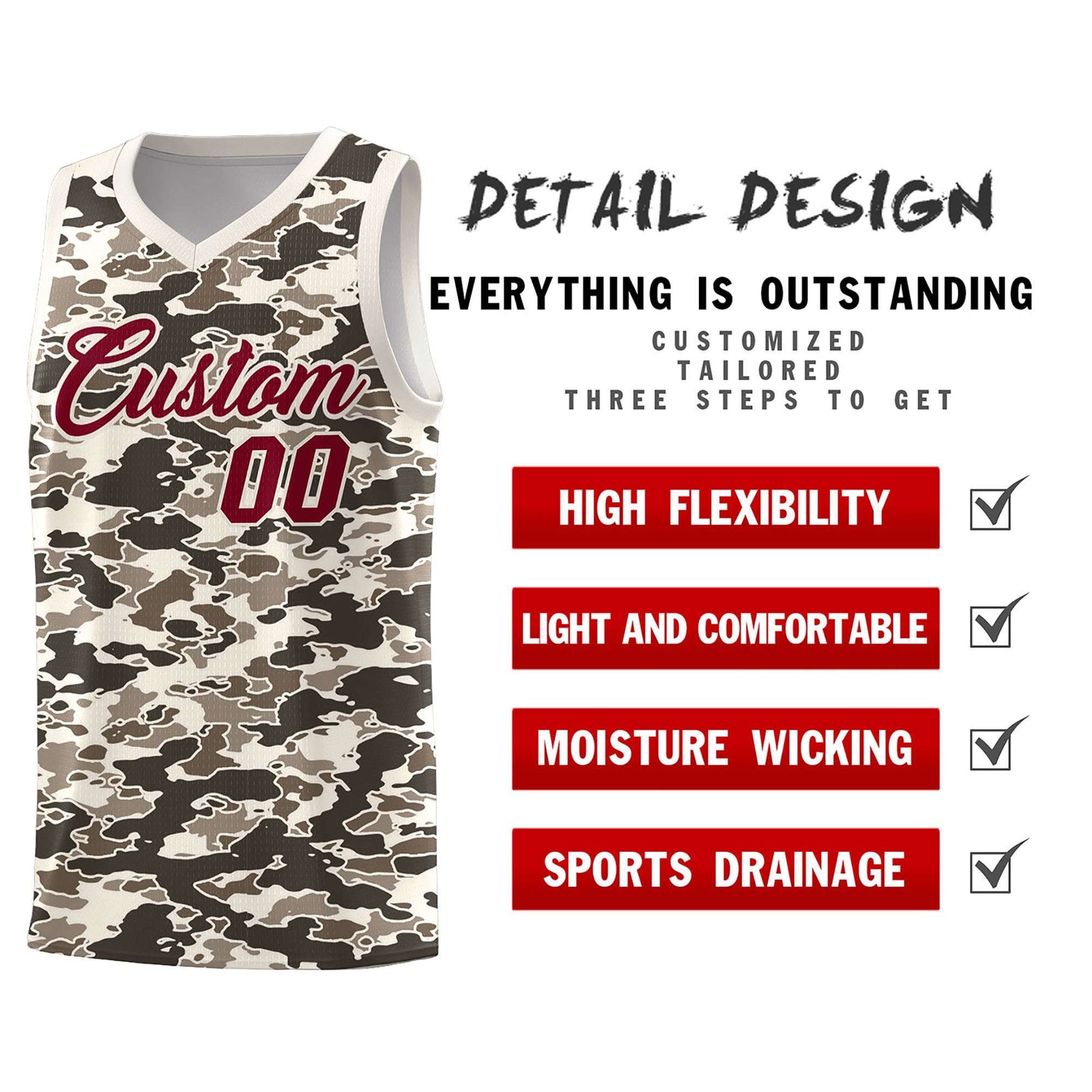 Custom Personalized Camo Sets Sports Uniform Basketball Jersey