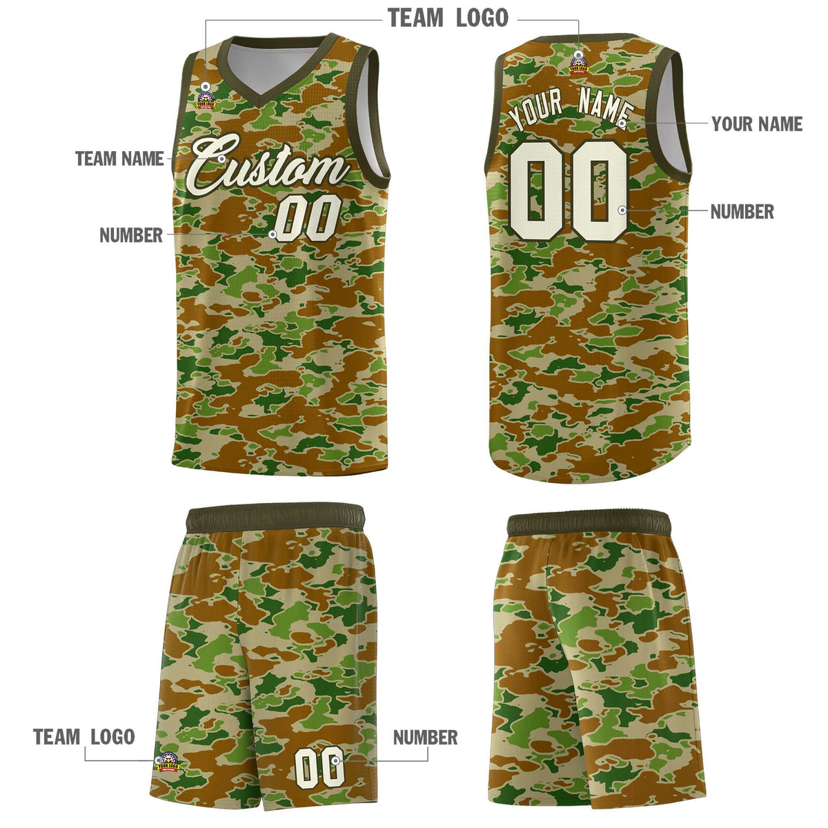 Custom Personalized Camo Sets Sports Uniform Basketball Jersey