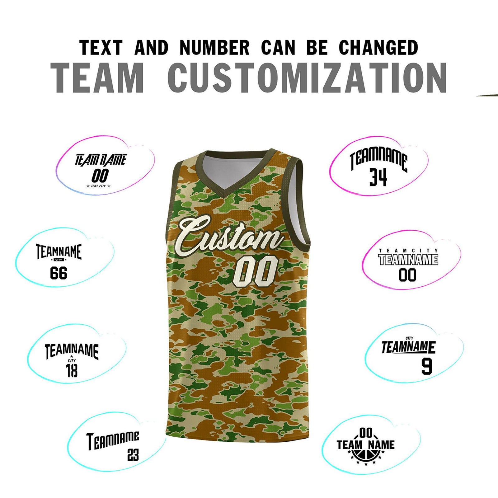 Custom Personalized Camo Sets Sports Uniform Basketball Jersey
