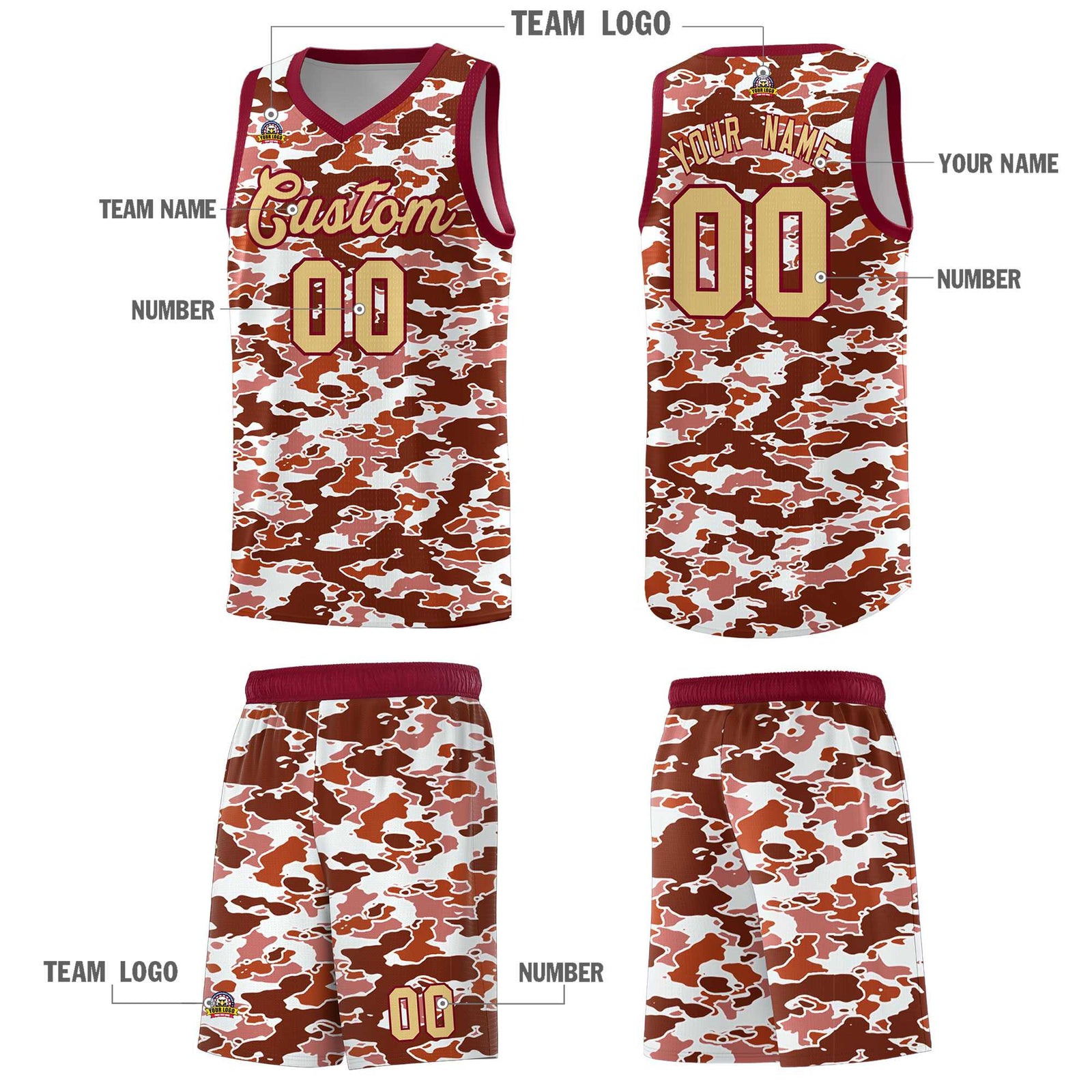 Custom Personalized Camo Sets Sports Uniform Basketball Jersey