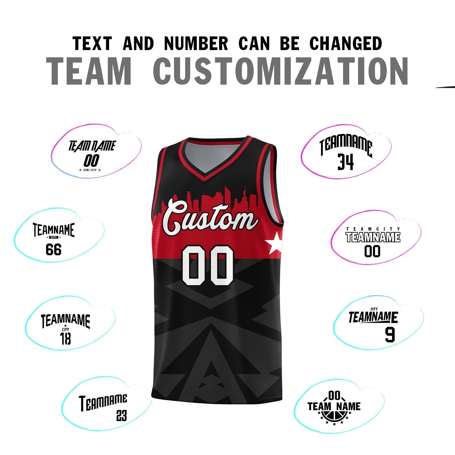 Custom Black Personalized City Silhouette Pattern Sports Uniform Basketball Jersey