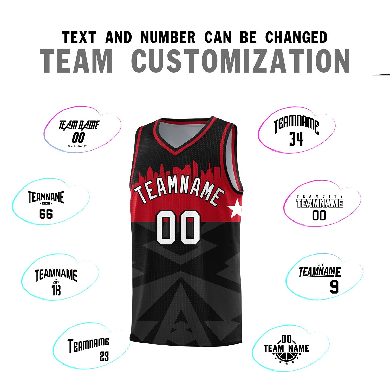 Custom Black Personalized City Silhouette Pattern Sports Uniform Basketball Jersey