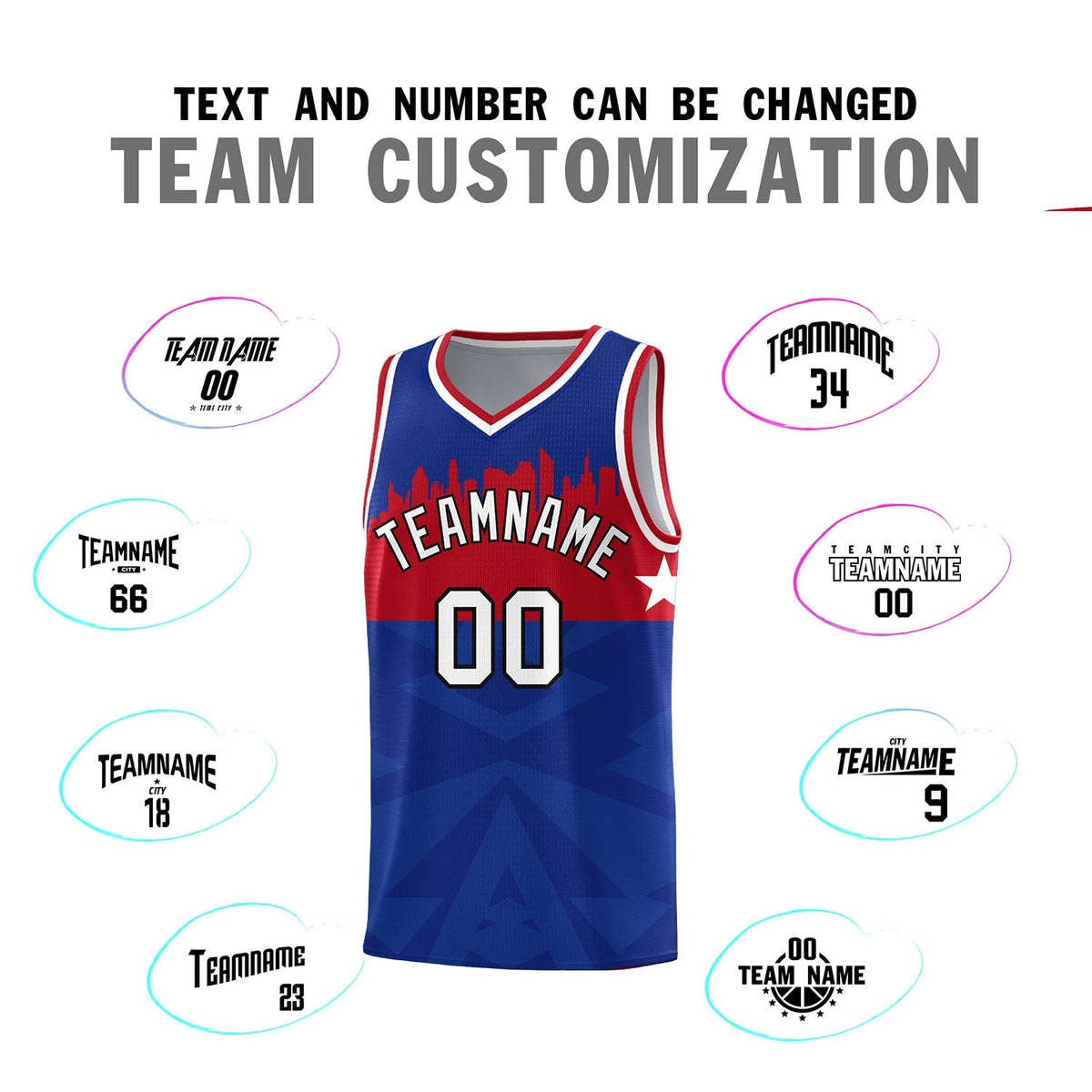 Custom Royal Personalized City Silhouette Pattern Sports Uniform Basketball Jersey