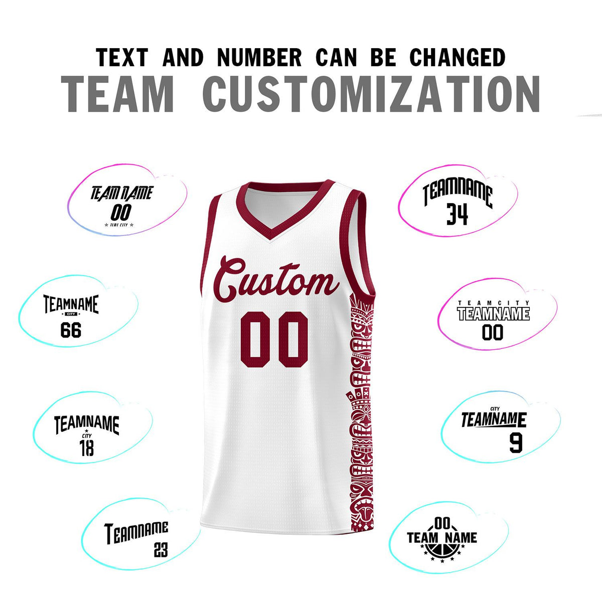 Custom White Crimson Personalized Indians Pattern Sets Sports Uniform Basketball Jersey