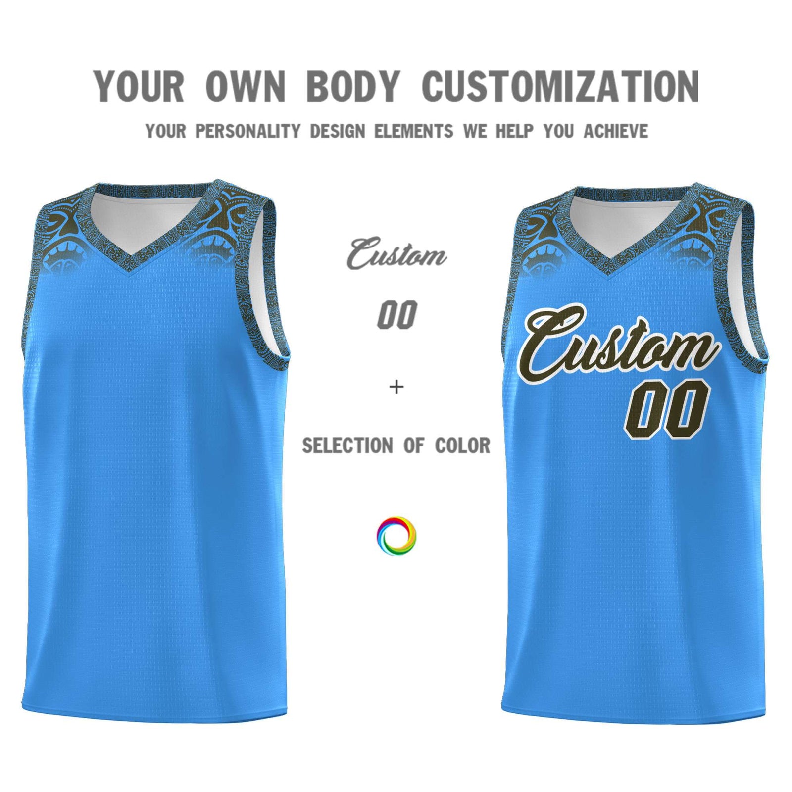 Custom Powder Blue Olive Personalized Indians Print Sets Sports Uniform Basketball Jersey