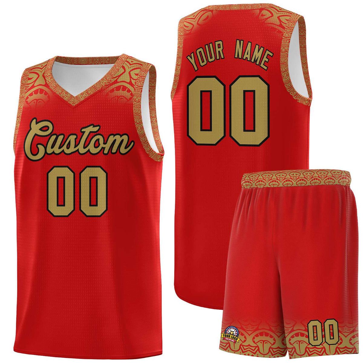 Custom Red Desert Yellow Personalized Indians Print Sets Sports Uniform Basketball Jersey