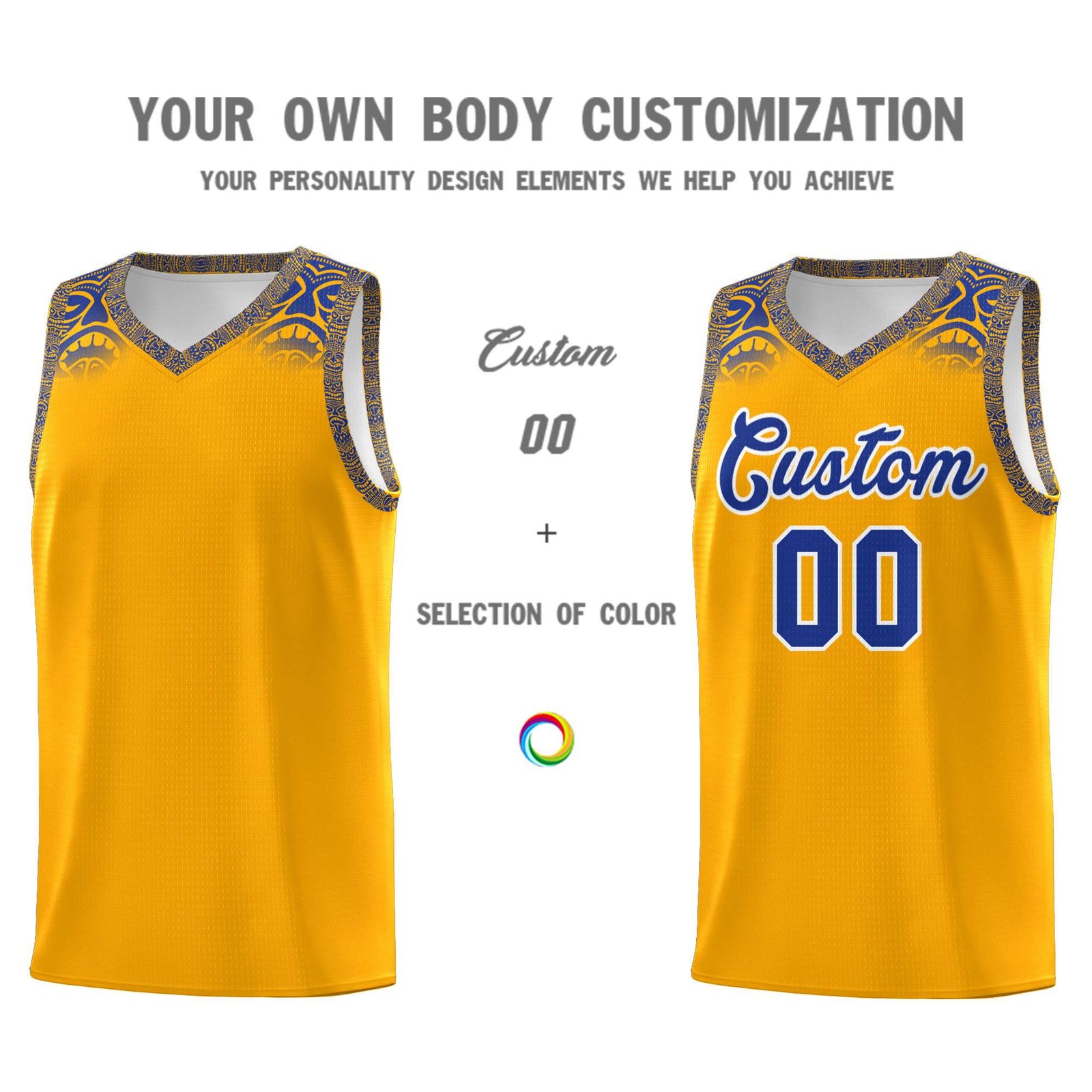 Custom Yellow Royal Personalized Indians Print Sets Sports Uniform Basketball Jersey