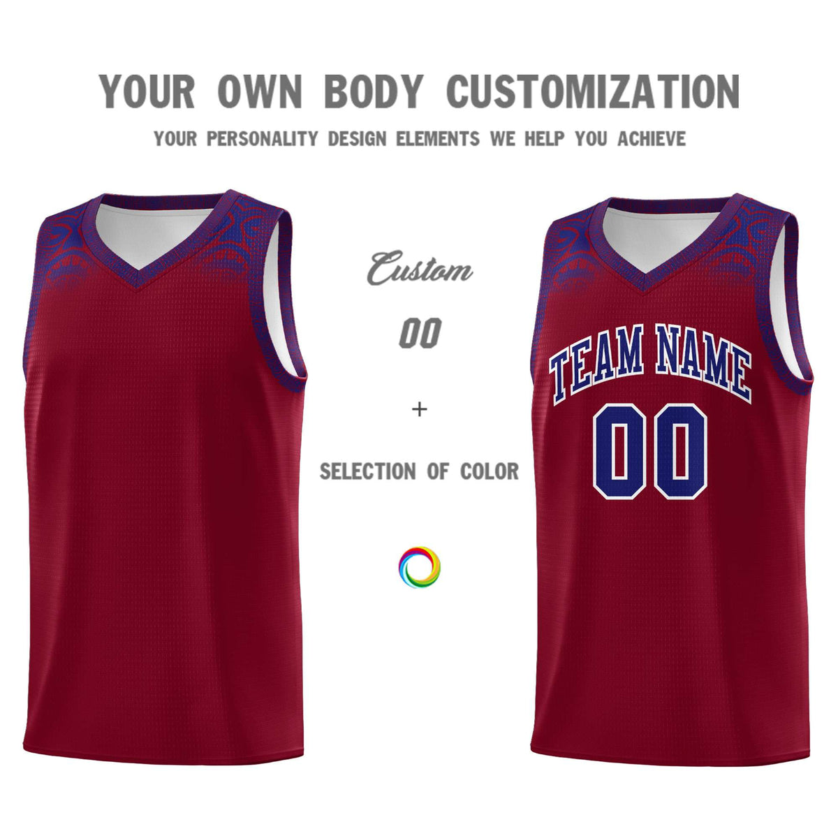 Custom Crimson Royal Personalized Indians Print Sets Sports Uniform Basketball Jersey