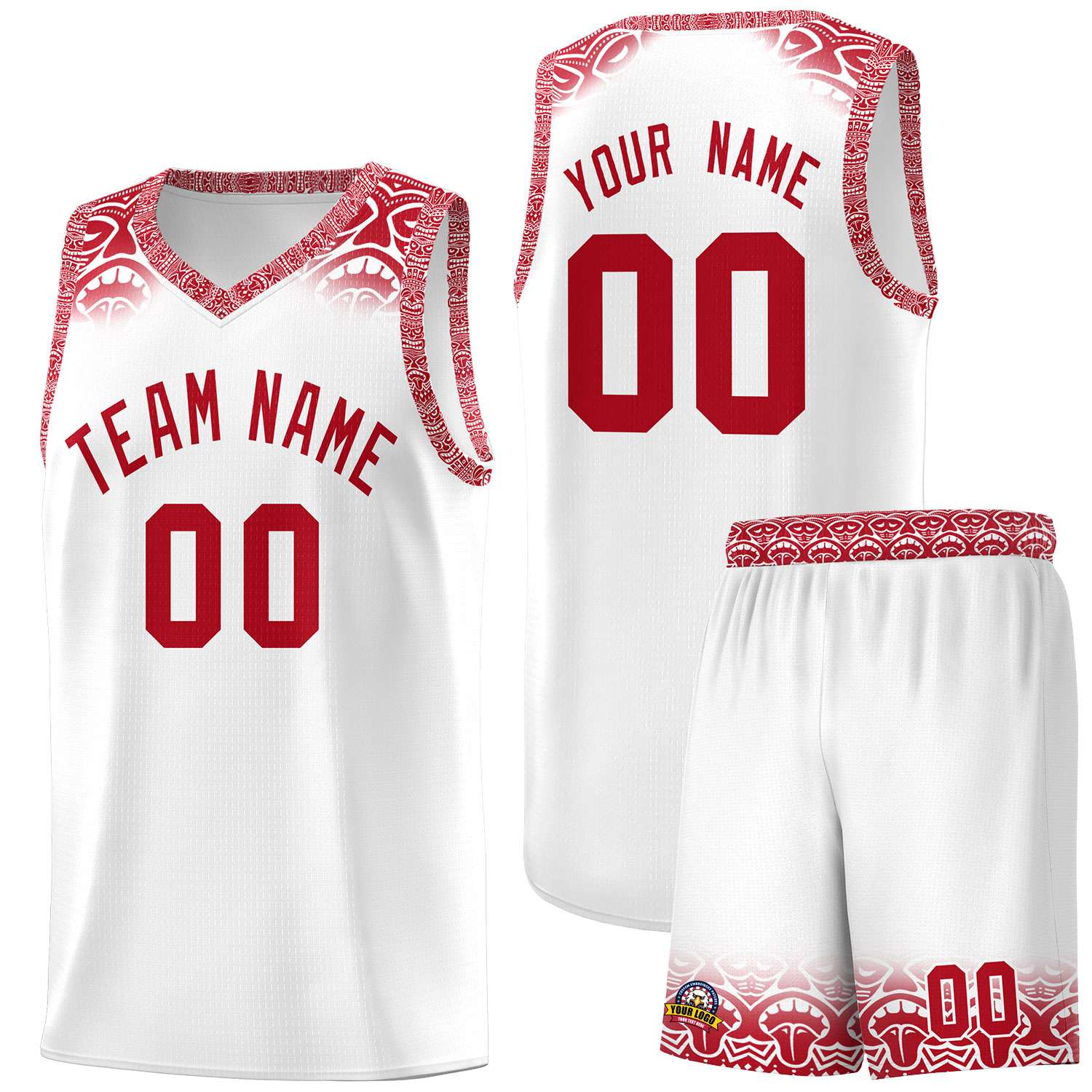 Custom White Red Personalized Indians Print Sets Sports Uniform Basketball Jersey