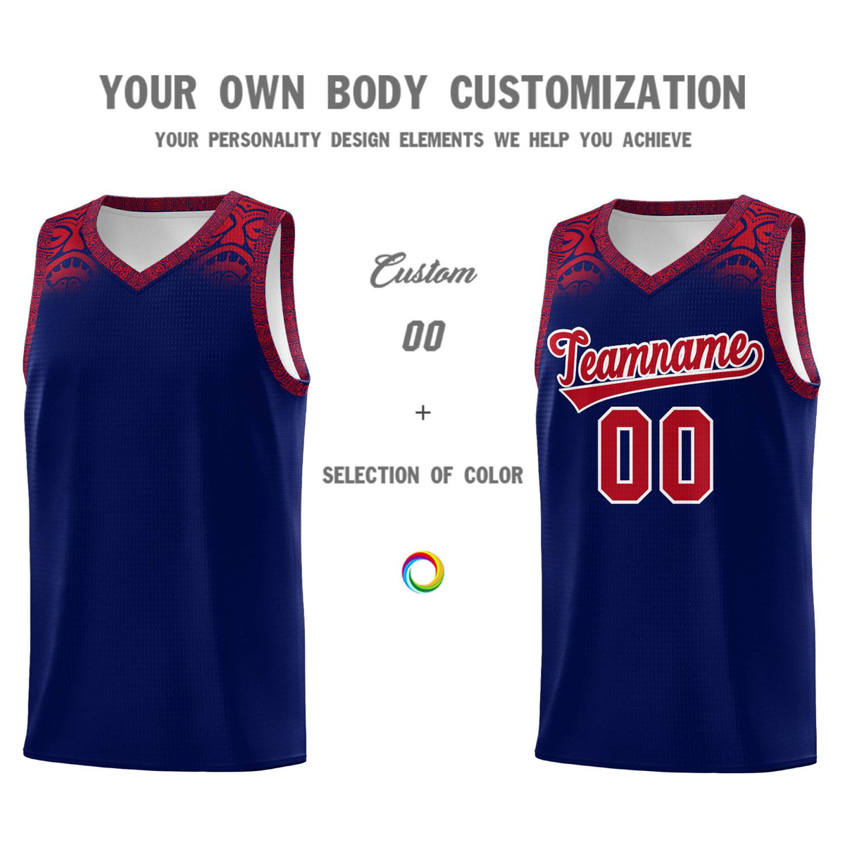 Custom Royal Red Personalized Indians Print Sets Sports Uniform Basketball Jersey