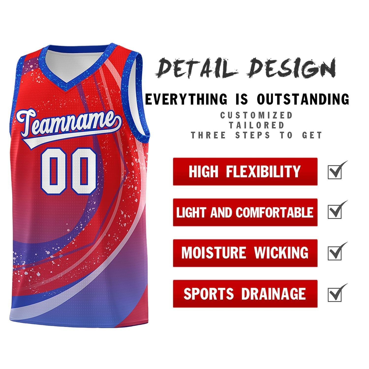 Custom Red Royal Personalized Galaxy Graffiti Pattern Sports Uniform Basketball Jersey