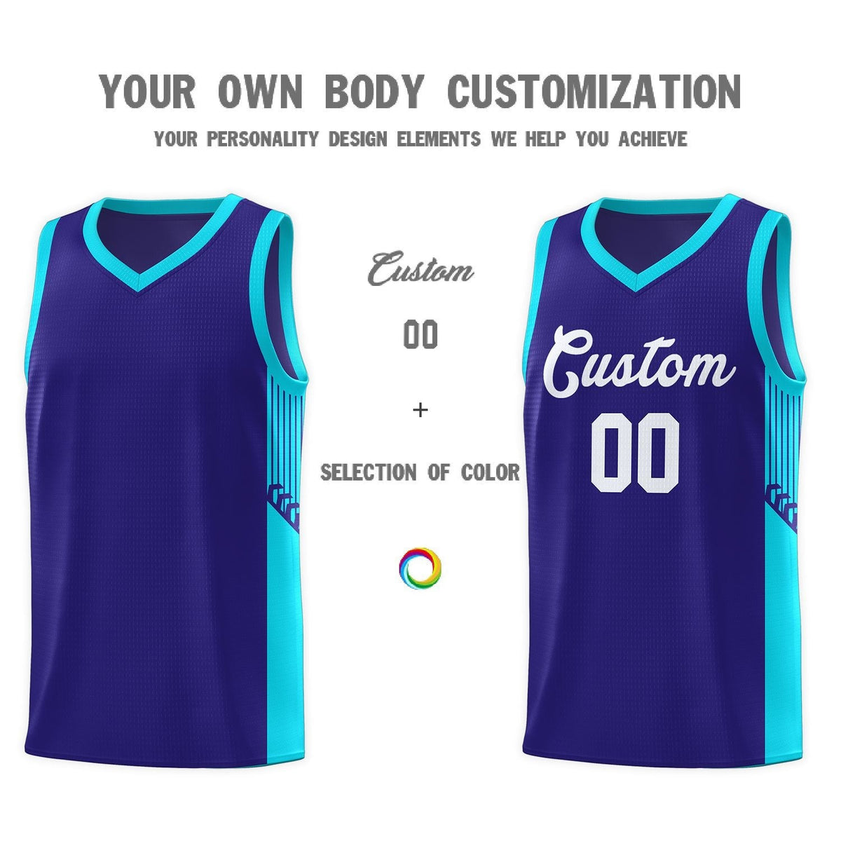 Custom Royal White Side Stripe Fashion Sports Uniform Basketball Jersey