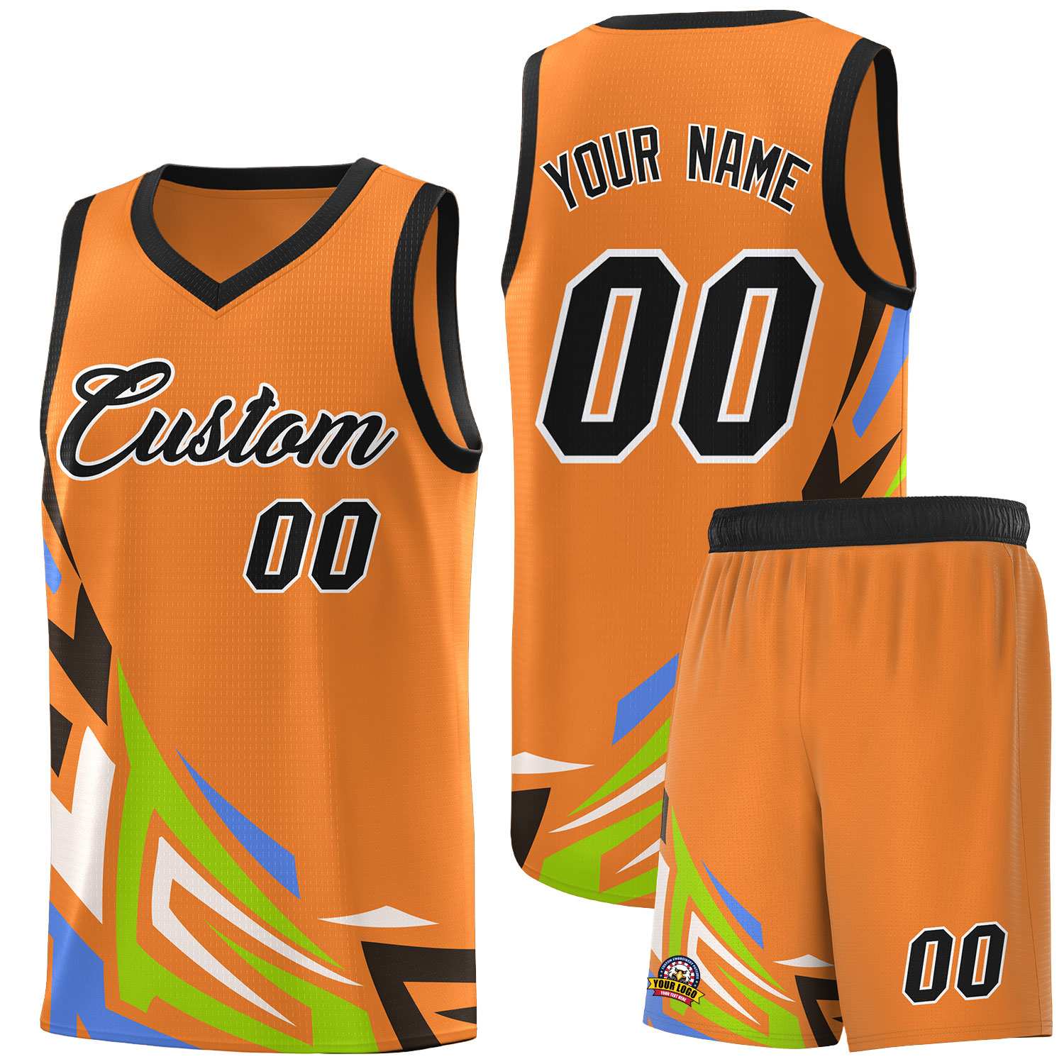 Custom Gold Orange Gradient Graffiti Pattern Sports Uniform Basketball Jersey