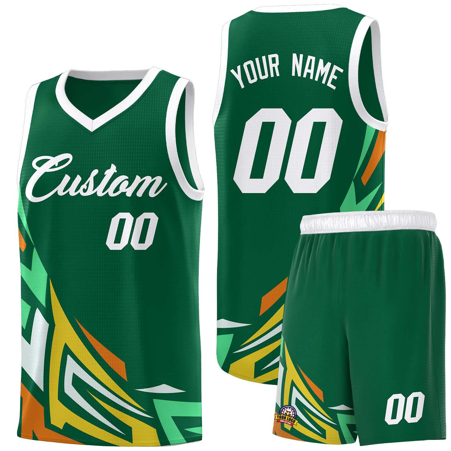 Custom Kelly Green Gradient Graffiti Pattern Sports Uniform Basketball Jersey