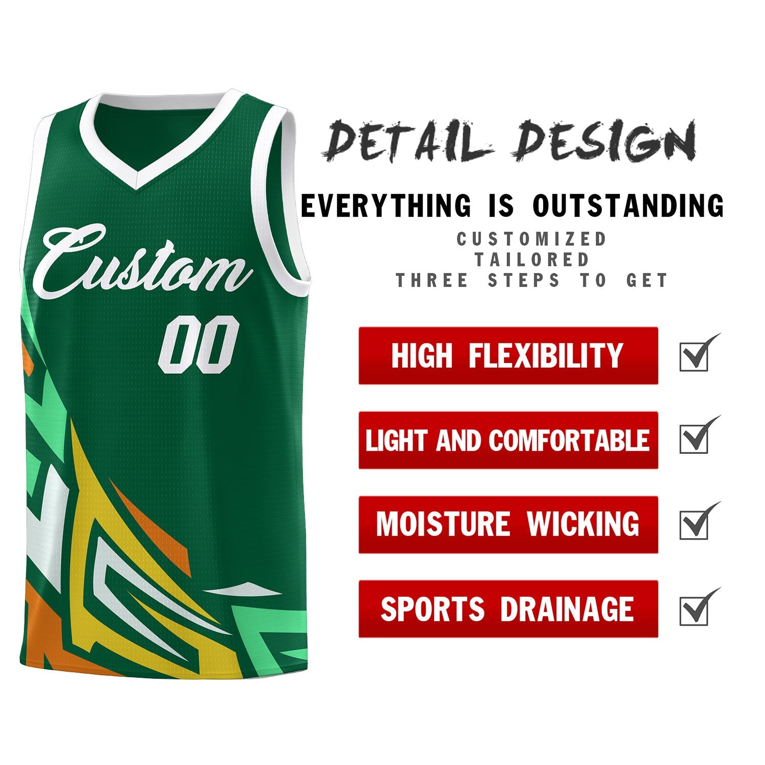Custom Kelly Green Gradient Graffiti Pattern Sports Uniform Basketball Jersey