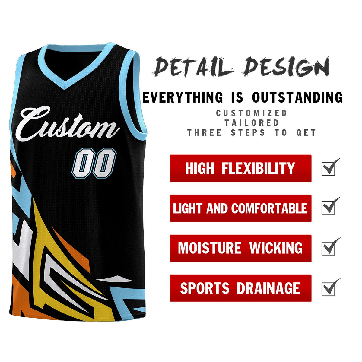 Custom Black Gradient Graffiti Pattern Sports Uniform Basketball Jersey