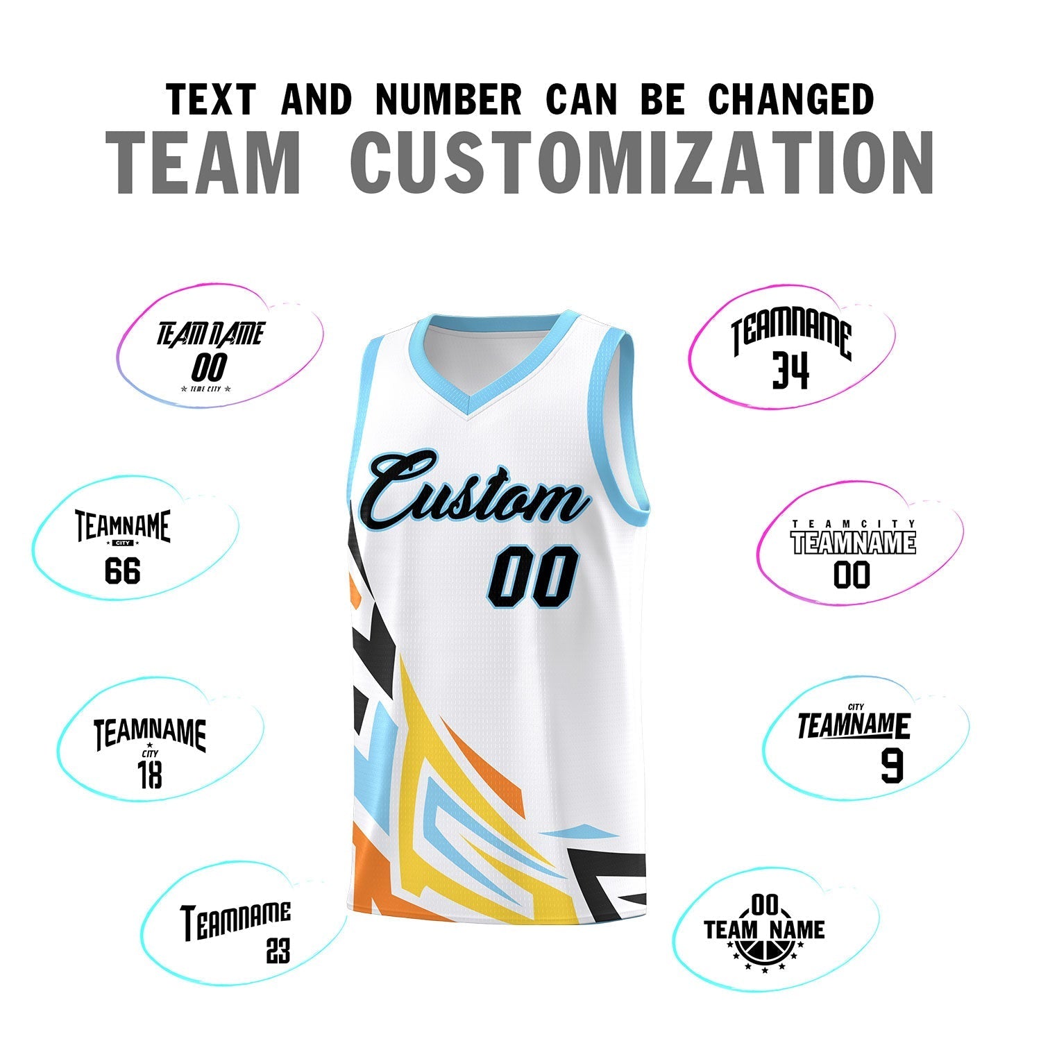 Custom White Gradient Graffiti Pattern Sports Uniform Basketball Jersey