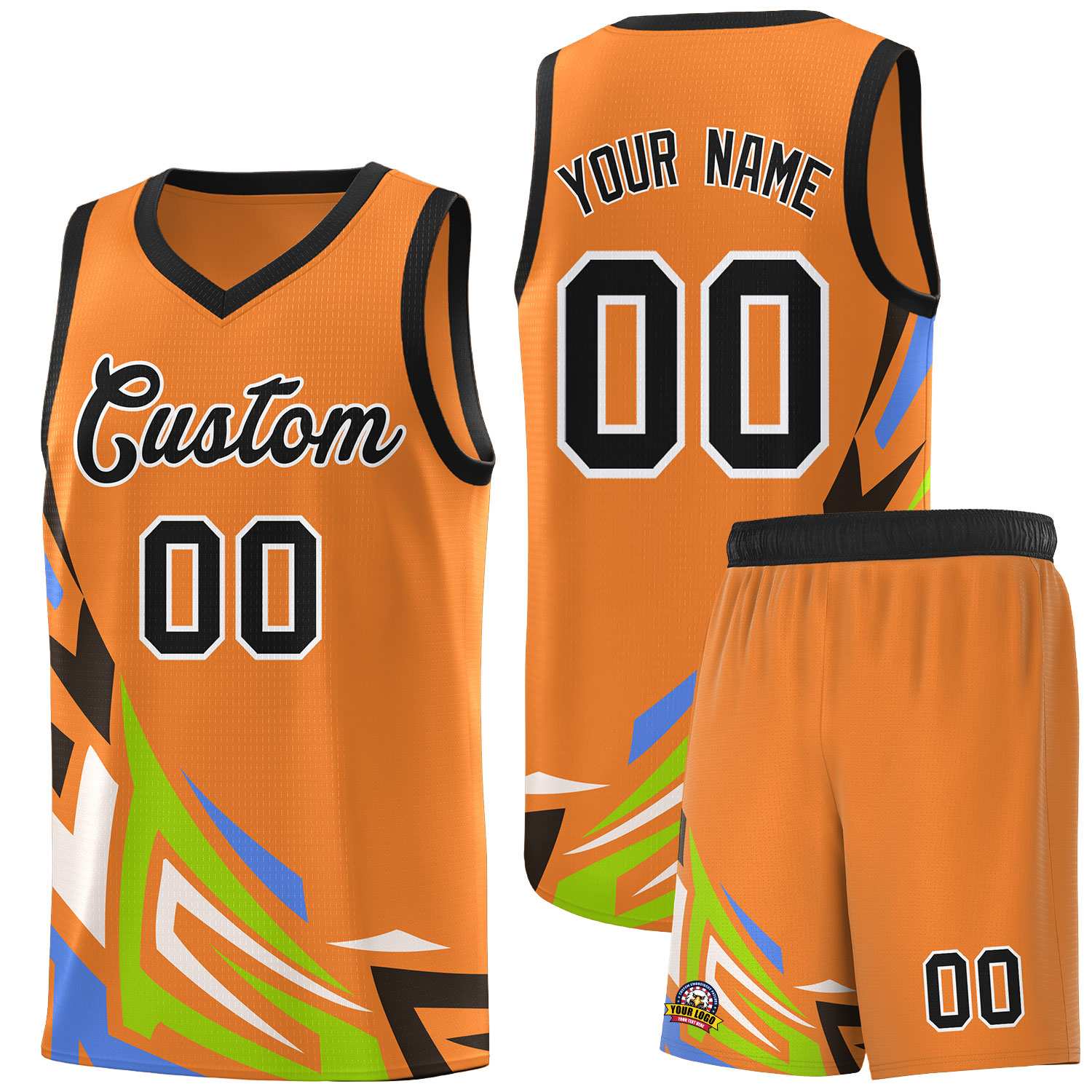 Custom Gold Orange Gradient Graffiti Pattern Sports Uniform Basketball Jersey