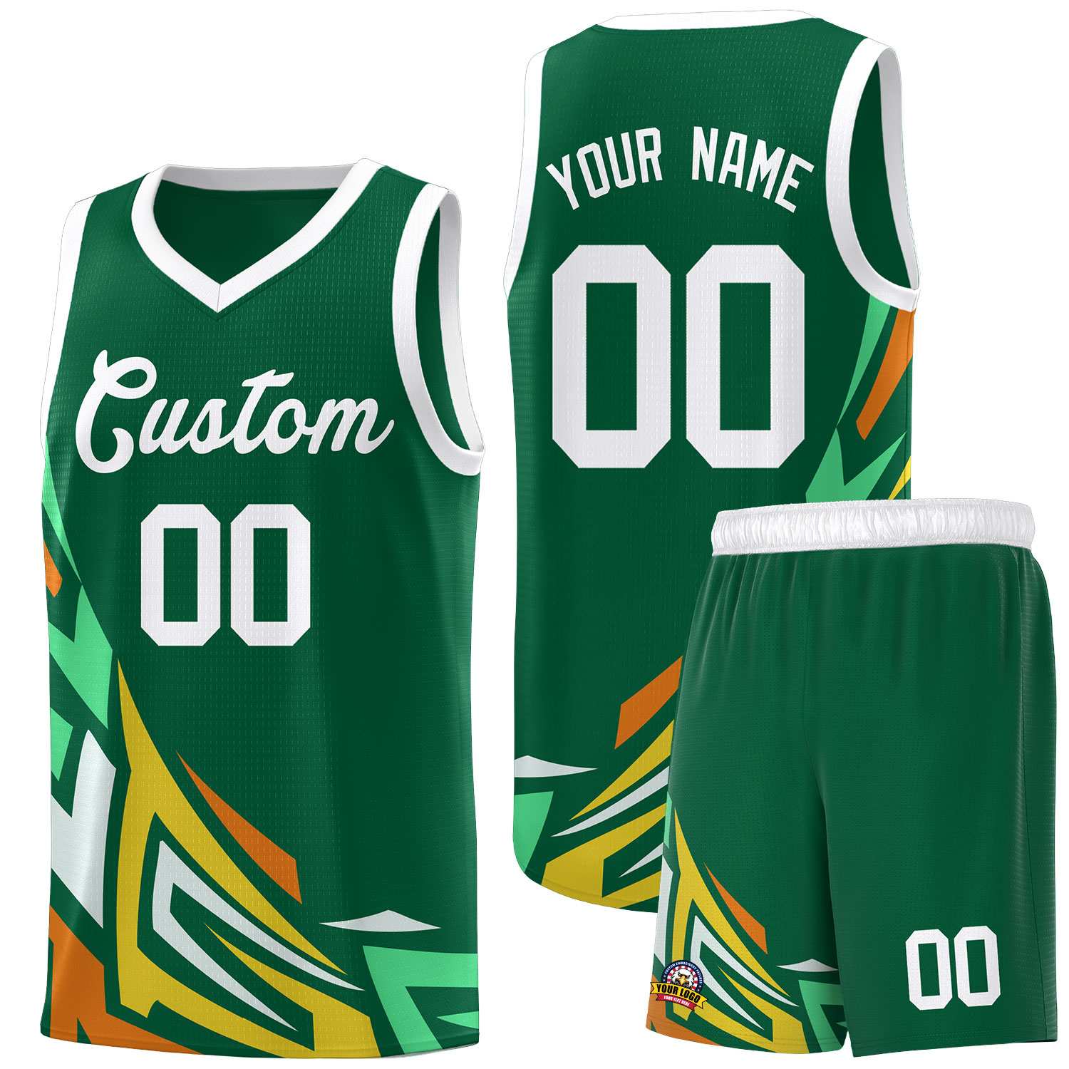 Custom Kelly Green Gradient Graffiti Pattern Sports Uniform Basketball Jersey