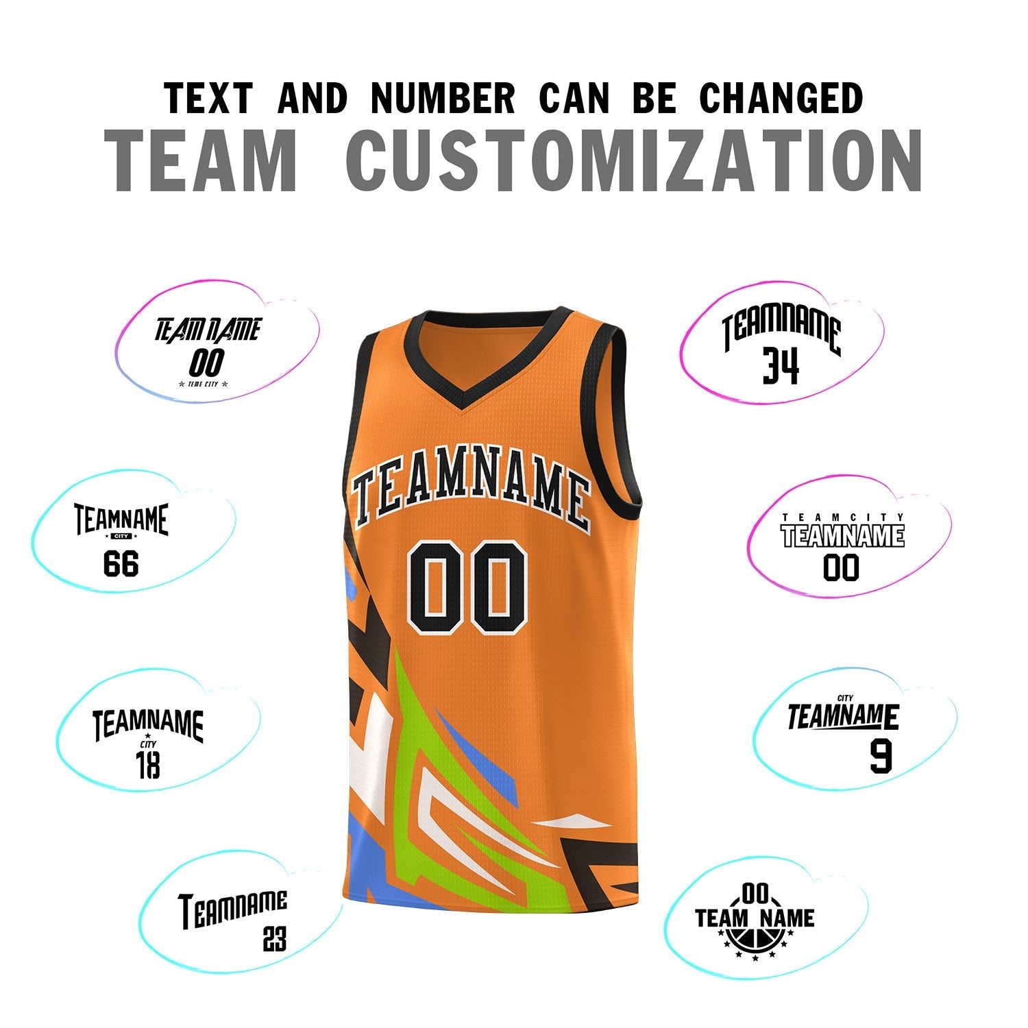 Custom Gold Orange Gradient Graffiti Pattern Sports Uniform Basketball Jersey