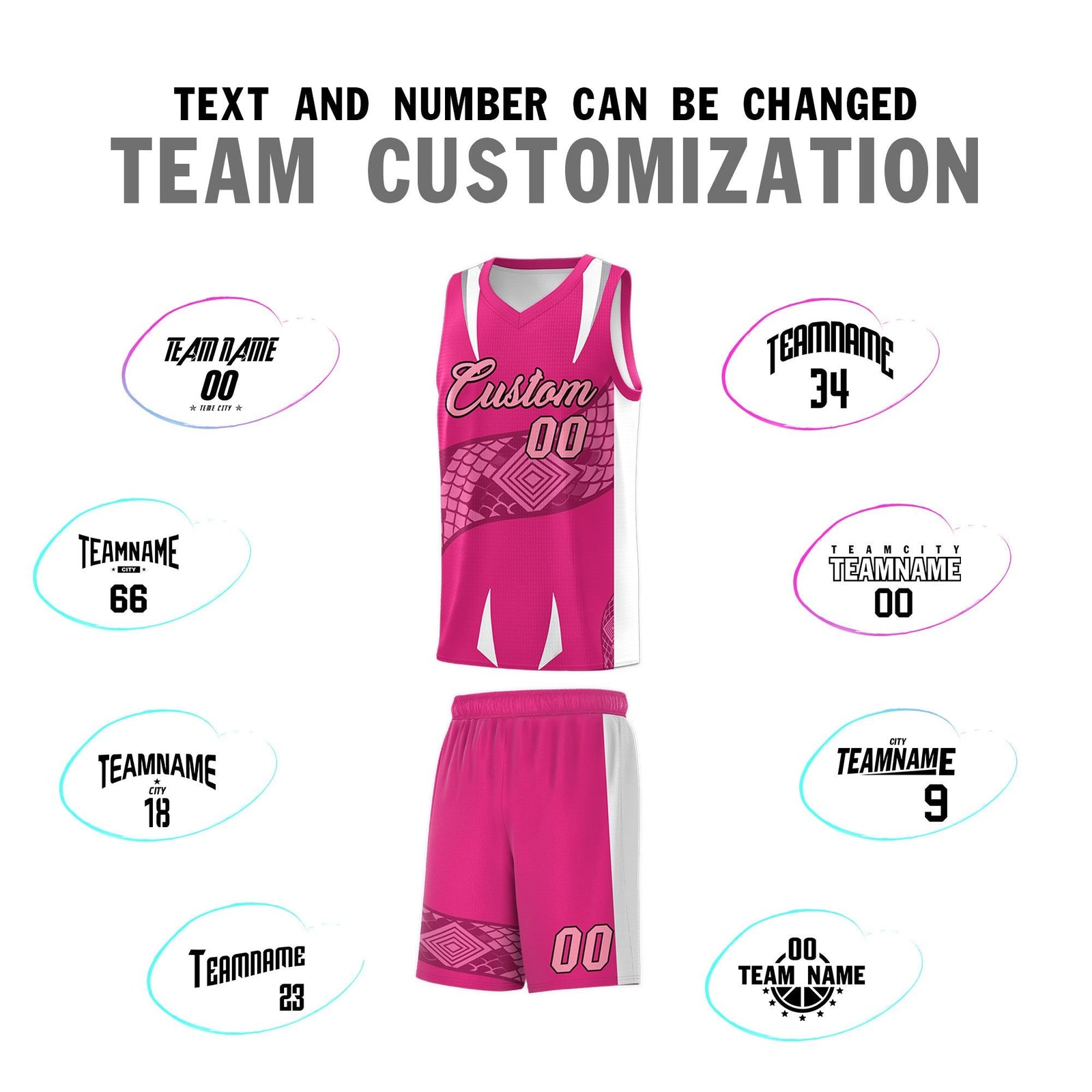Custom Rose Red White Snake Scale Venomous Fang Breathable Graffiti Pattern Basketball Suit Jersey