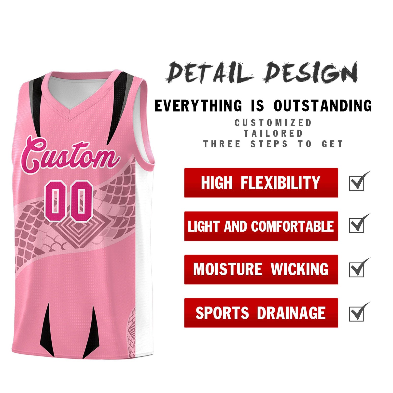 Custom Light Pink White Snake Scale Venomous Fang for Clubs Graffiti Pattern Basketball Suit Jersey
