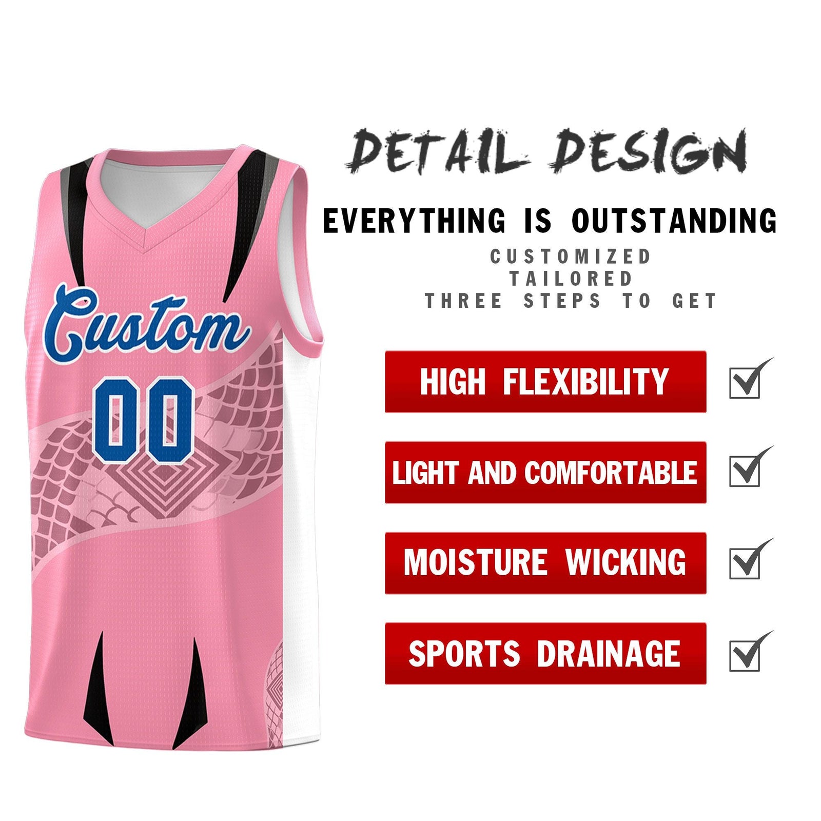 Custom Light Pink White Snake Scale Venomous Fang for Team Graffiti Pattern Basketball Suit Jersey
