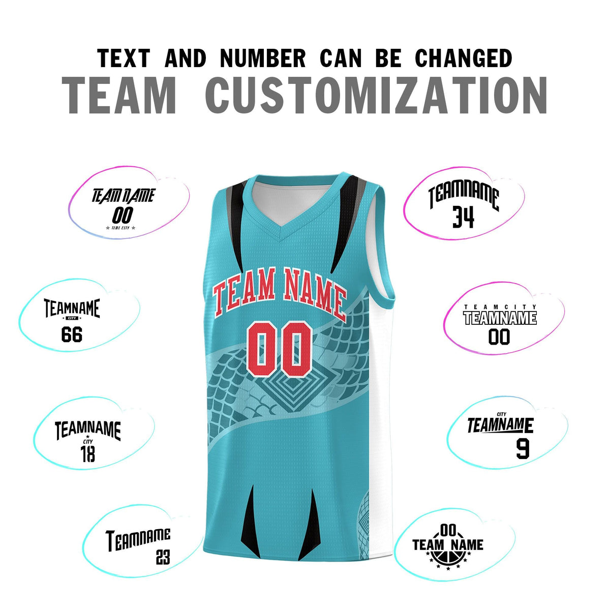Custom Sky Blue White Snake Scale Venomous Fang for Team Graffiti Pattern Basketball Suit Jersey