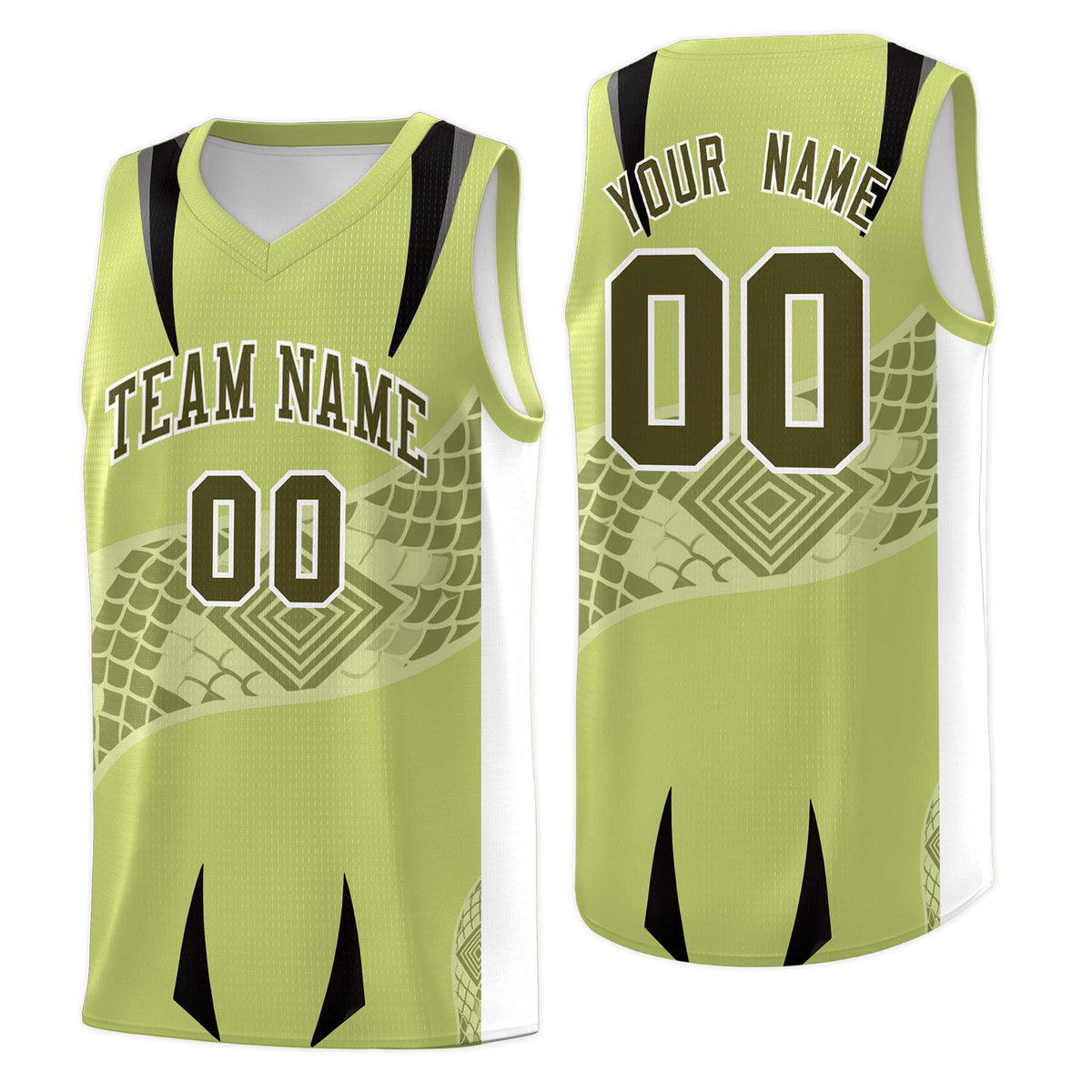 Custom Champagne White Snake Scale Venomous Fang for Clubs Graffiti Pattern Basketball Suit Jersey