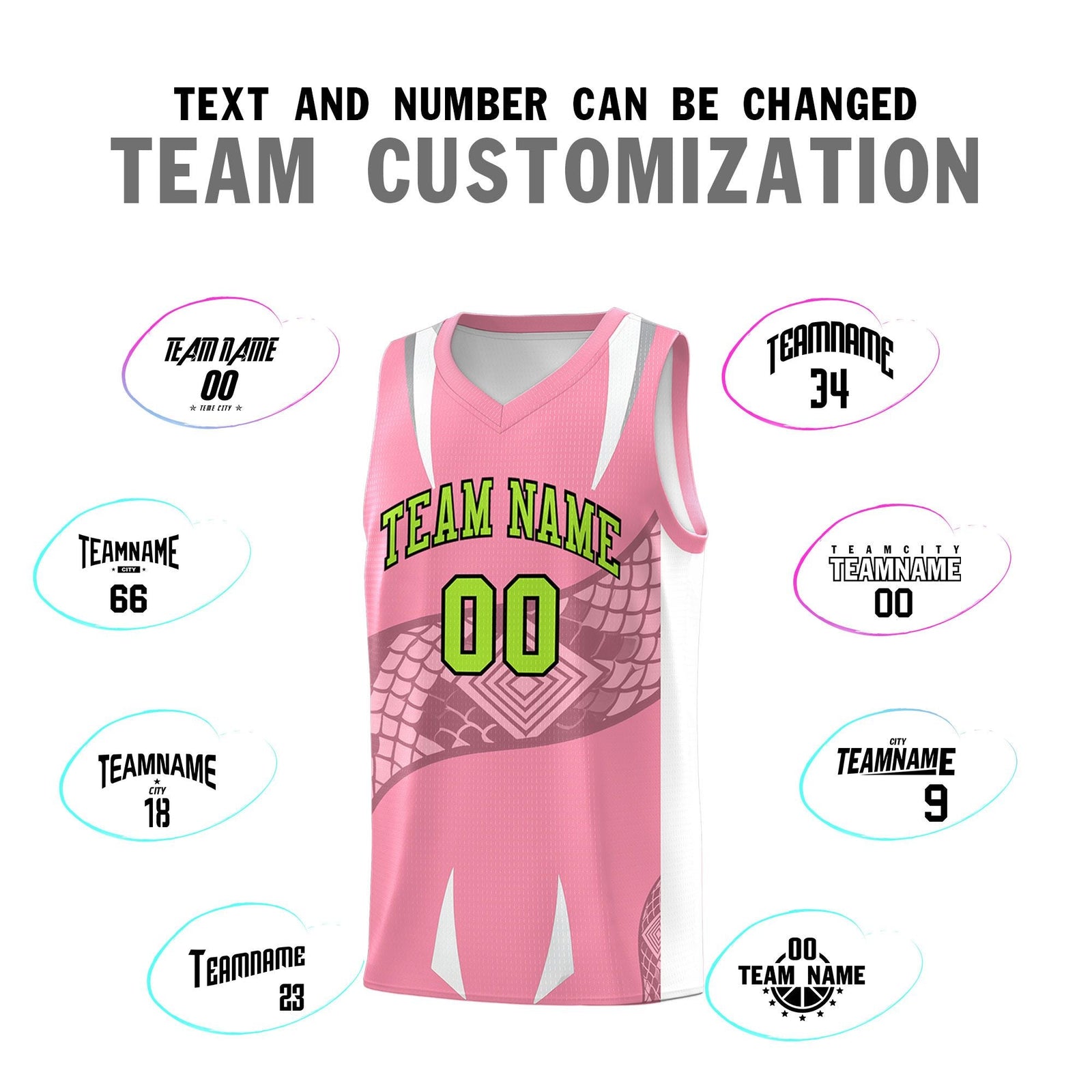 Custom Light Pink White Snake Scale Venomous Fang Drapable Graffiti Pattern Basketball Suit Jersey