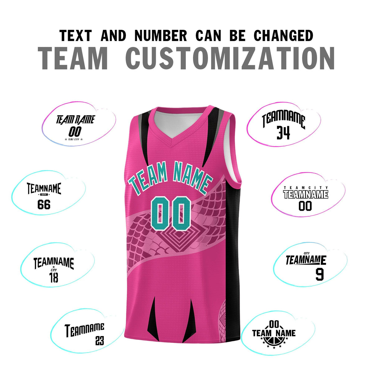 Custom Rose Red Black Snake Scale Venomous Fang for Team Graffiti Pattern Basketball Suit Jersey