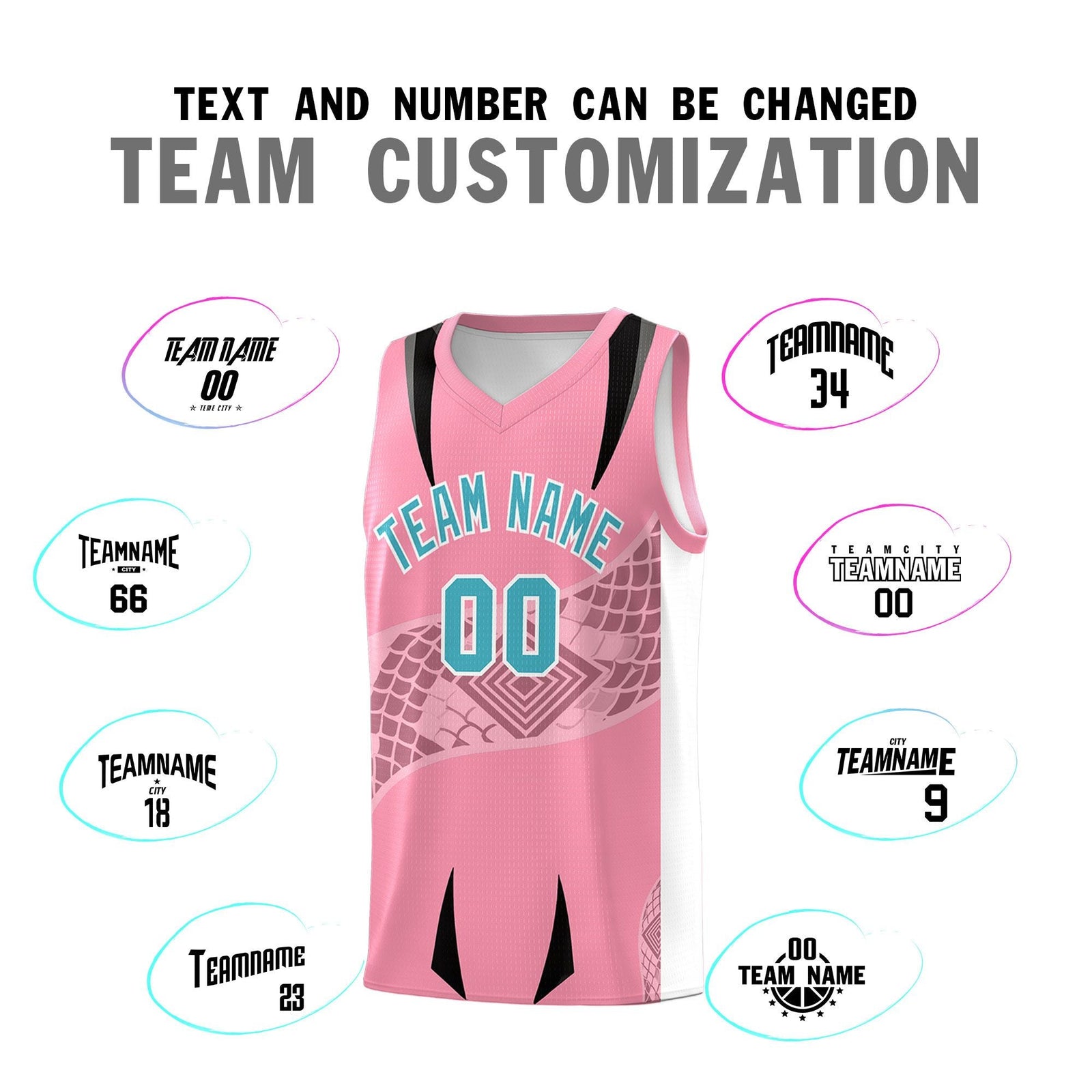 Custom Light Pink White Snake Scale Venomous Fang for Leagues Graffiti Pattern Basketball Suit Jersey