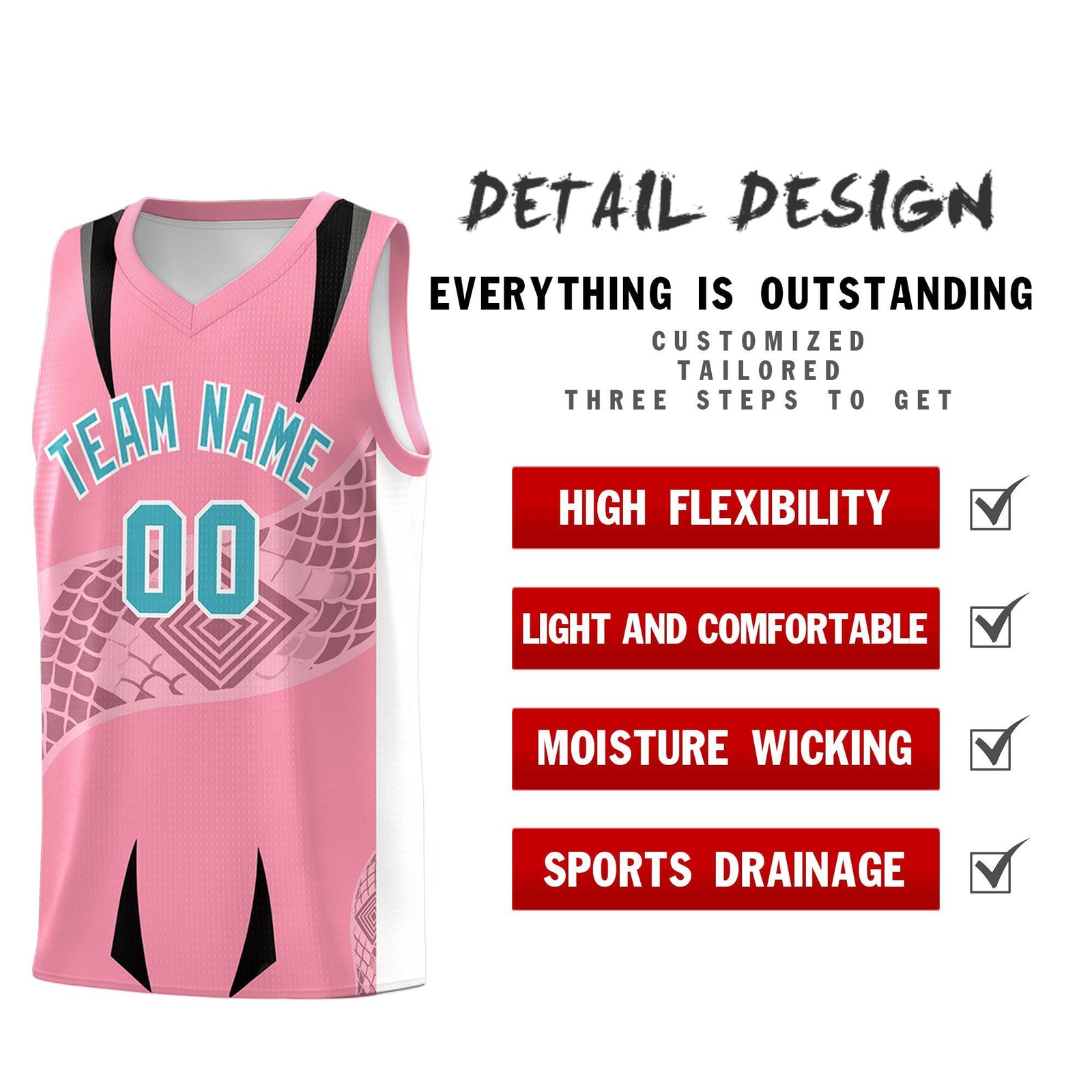 Custom Light Pink White Snake Scale Venomous Fang for Leagues Graffiti Pattern Basketball Suit Jersey