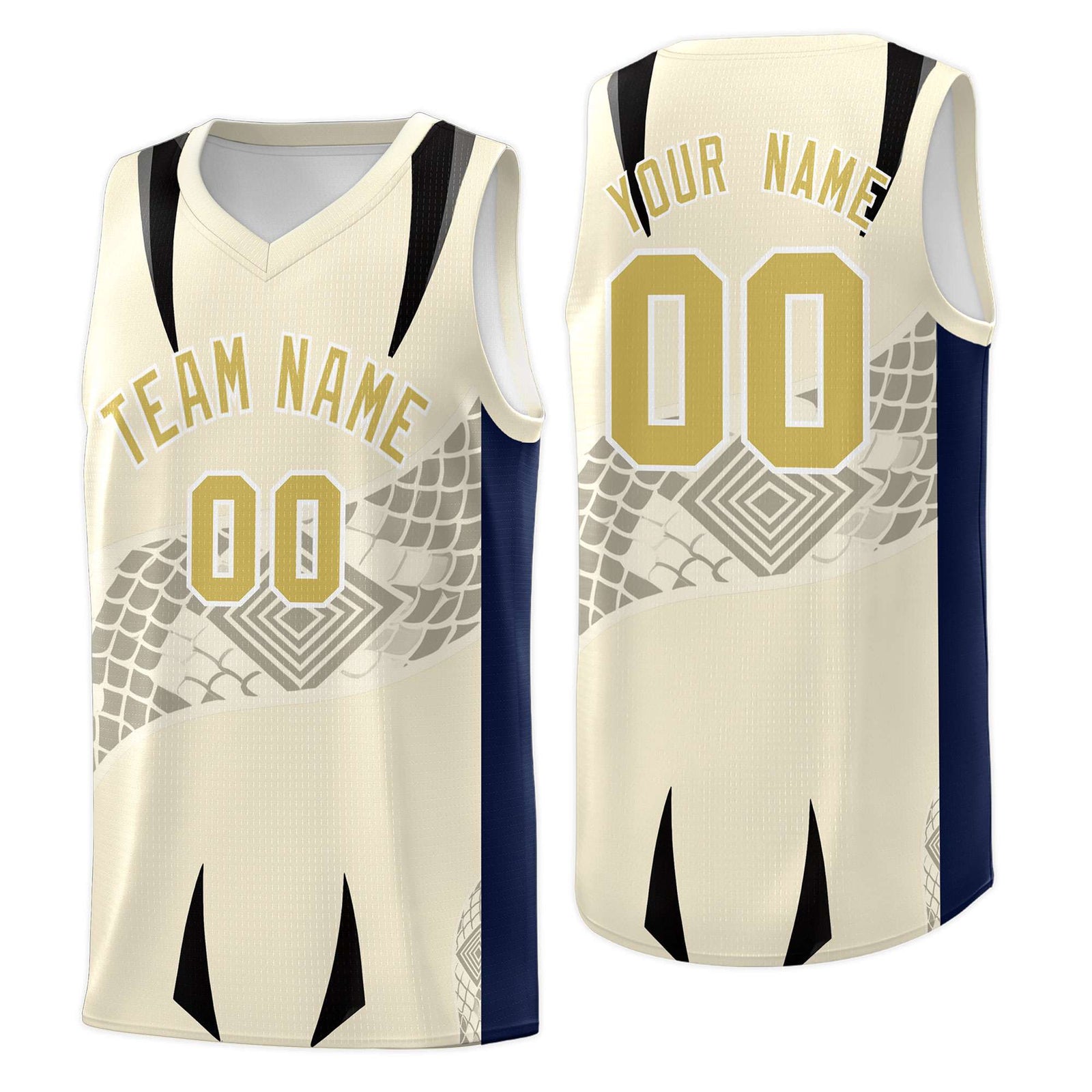 Custom Light Khaki Navy Snake Scale Venomous Fang for Leagues Graffiti Pattern Basketball Suit Jersey