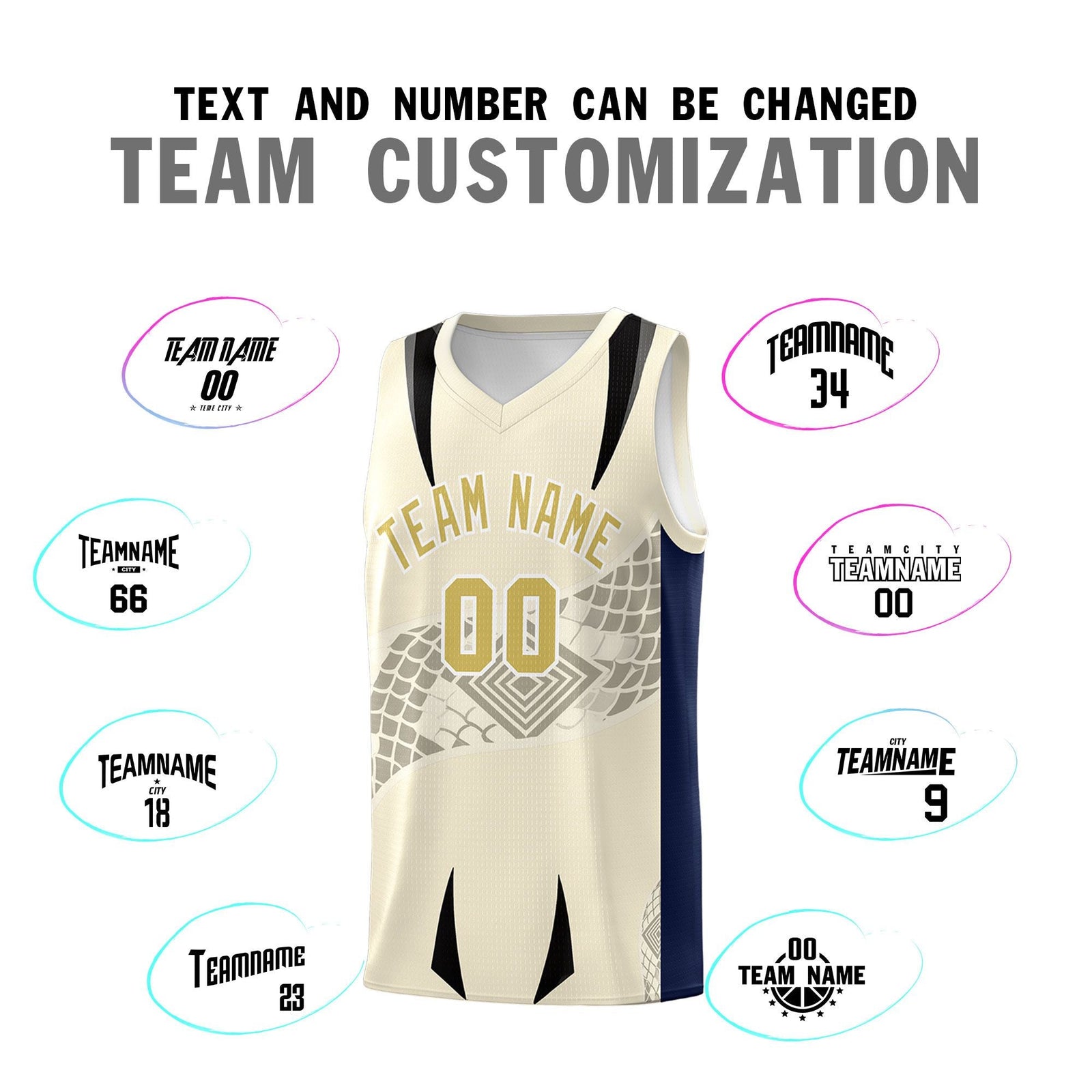 Custom Light Khaki Navy Snake Scale Venomous Fang for Leagues Graffiti Pattern Basketball Suit Jersey