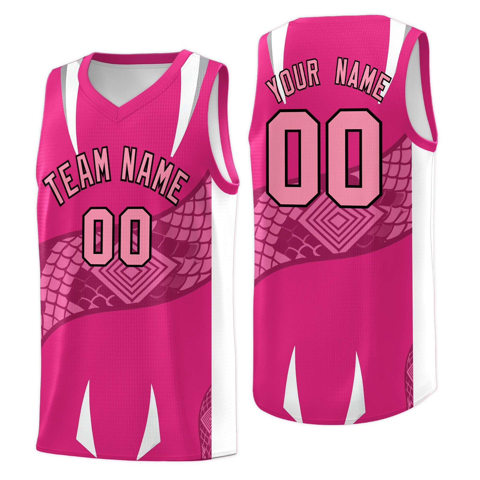 Custom Rose Red White Snake Scale Venomous Fang Breathable Graffiti Pattern Basketball Suit Jersey
