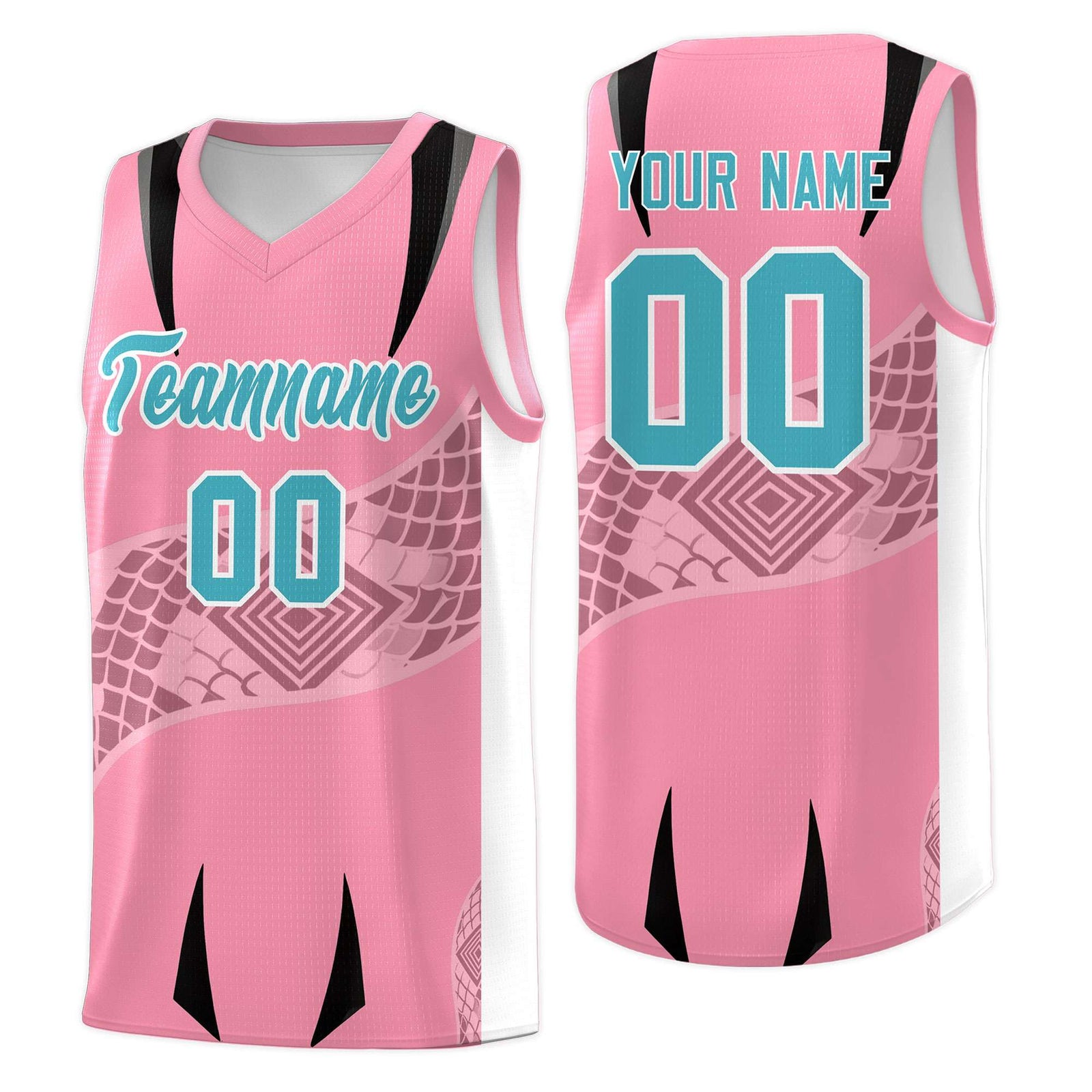 Custom Light Pink White Snake Scale Venomous Fang for Leagues Graffiti Pattern Basketball Suit Jersey