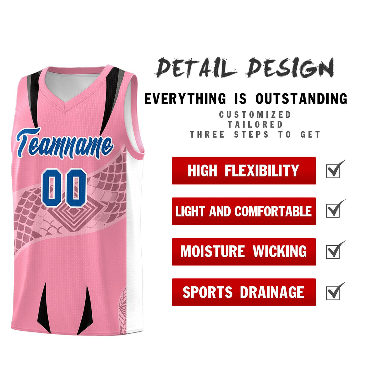 Custom Light Pink White Snake Scale Venomous Fang for Team Graffiti Pattern Basketball Suit Jersey